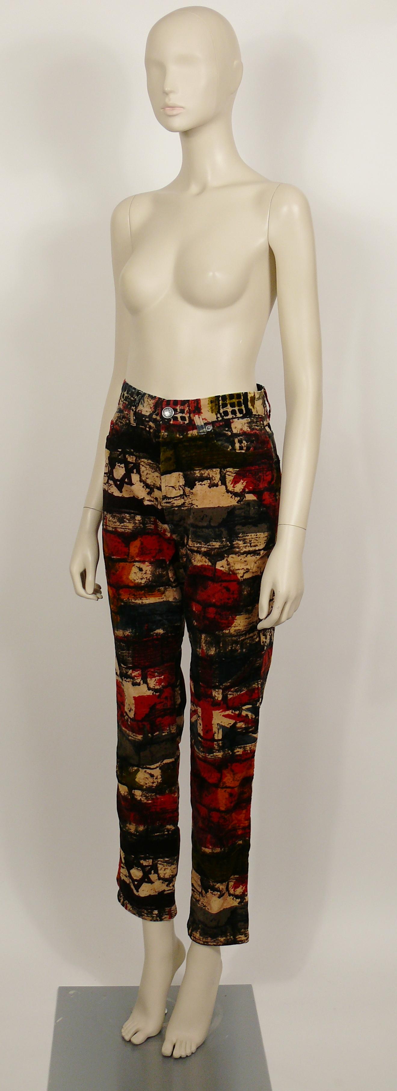 Women's or Men's Jean Paul Gaultier Vintage Wall and Flags Print Pants Trousers For Sale