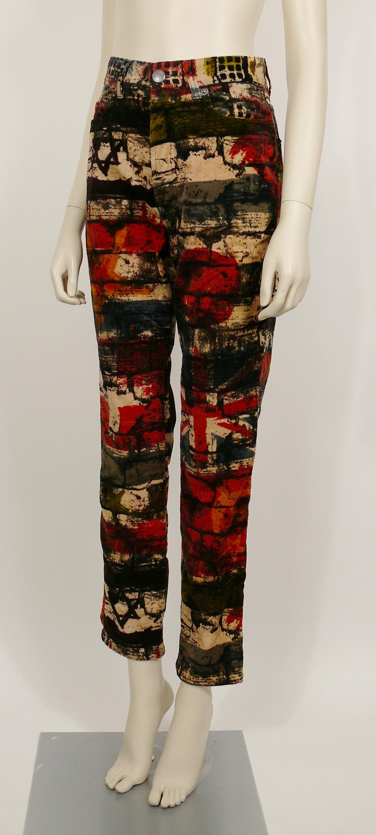 Jean Paul Gaultier Vintage Wall and Flags Print Pants Trousers For 