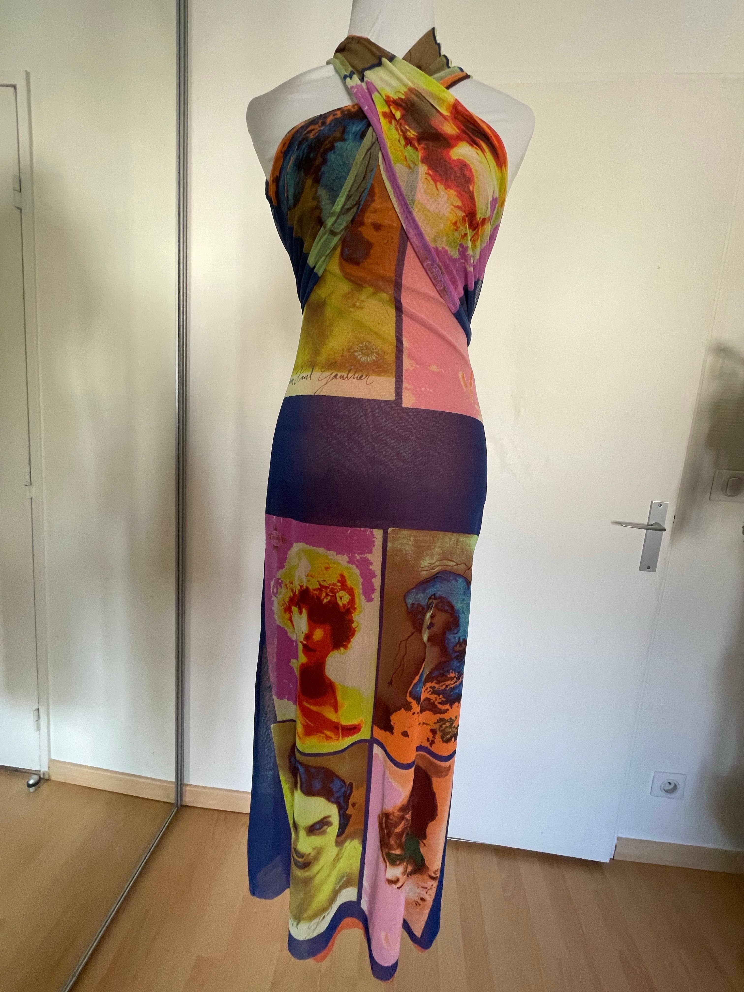 JEAN PAUL GAULTIER Vintage Warhol Maxikleid im Angebot 5