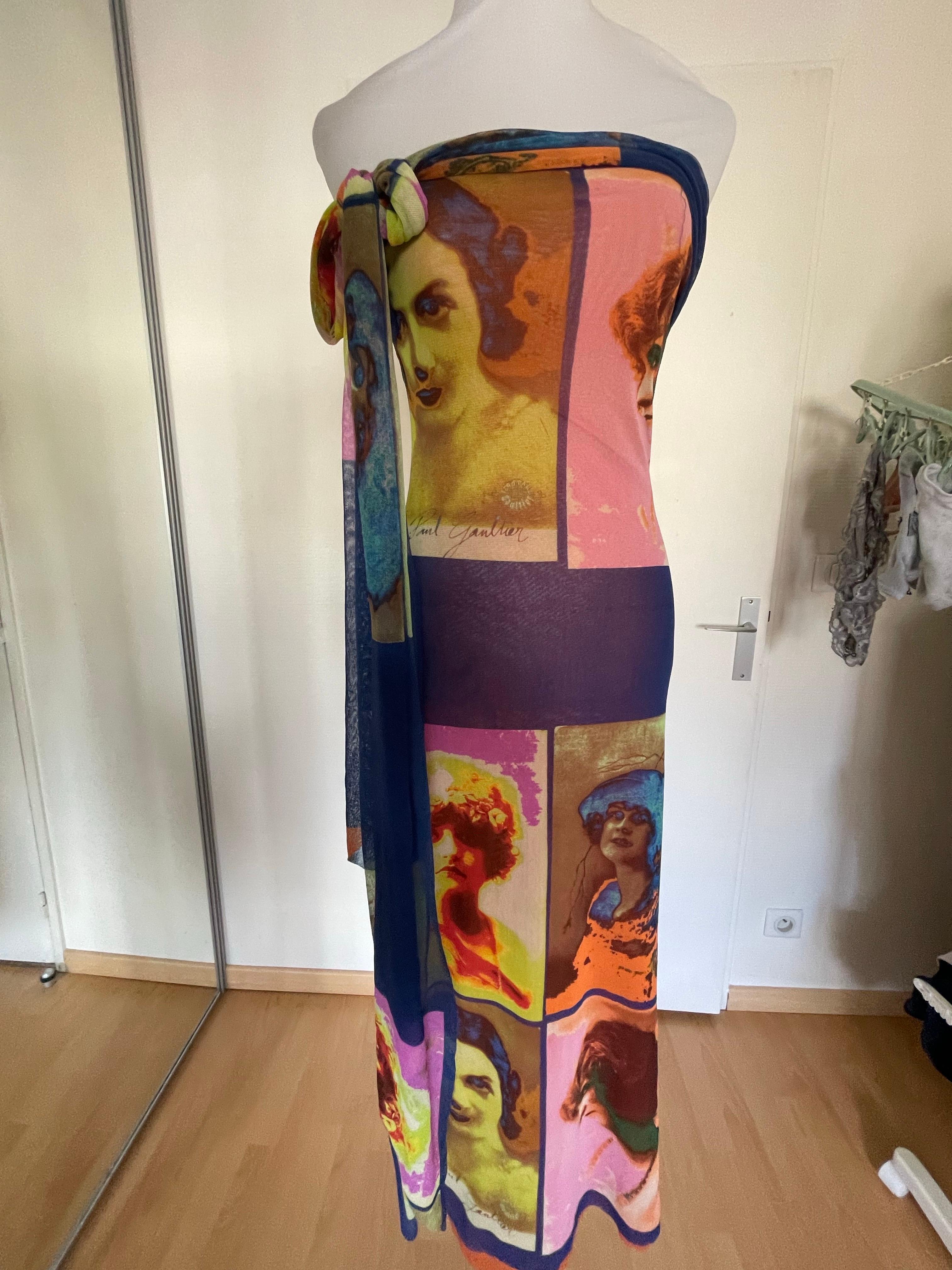 JEAN PAUL GAULTIER Vintage Warhol Maxikleid im Angebot 4