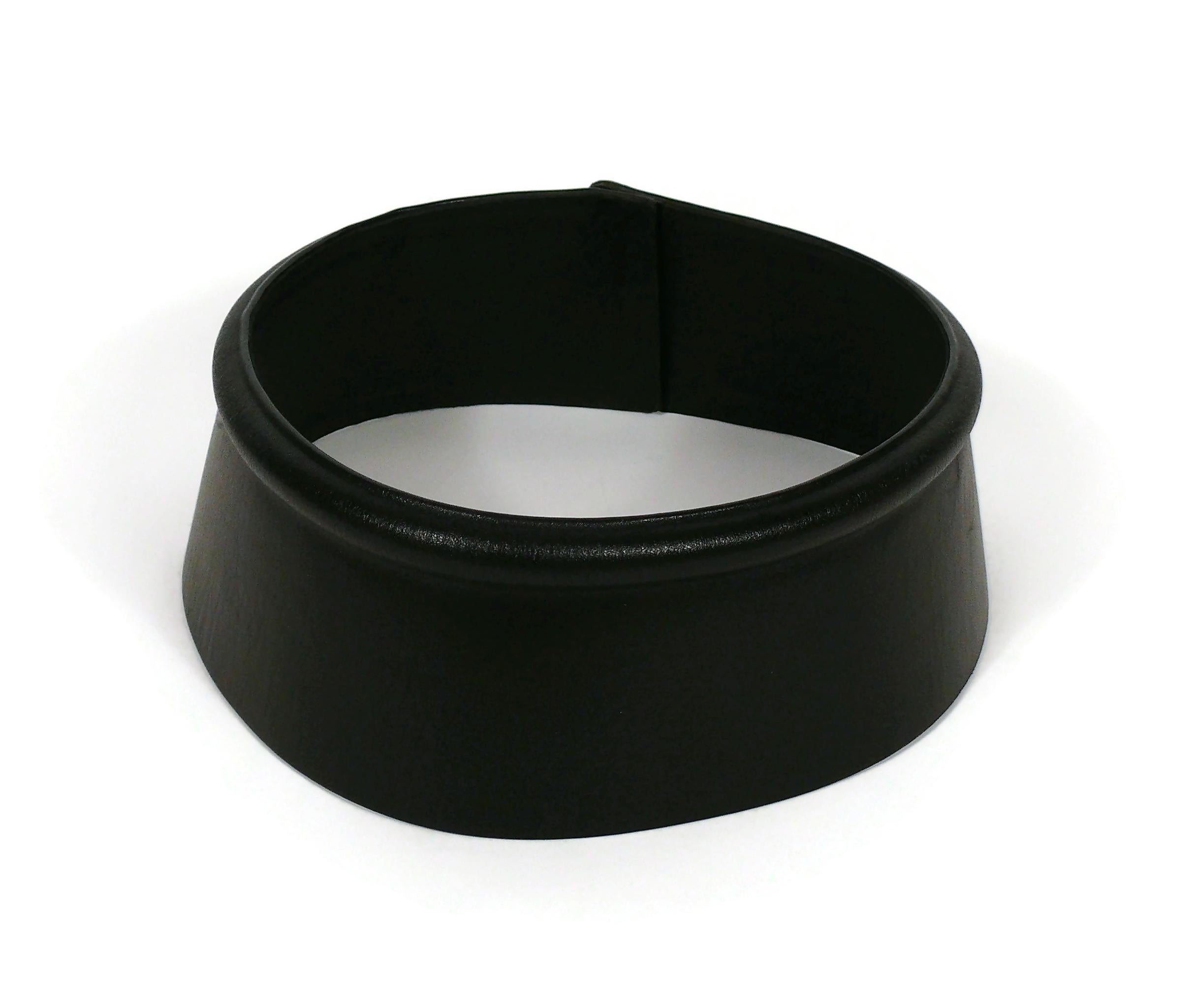 Jean Paul Gaultier Vintage Wide Black Leather Rim Tube Belt For Sale 6