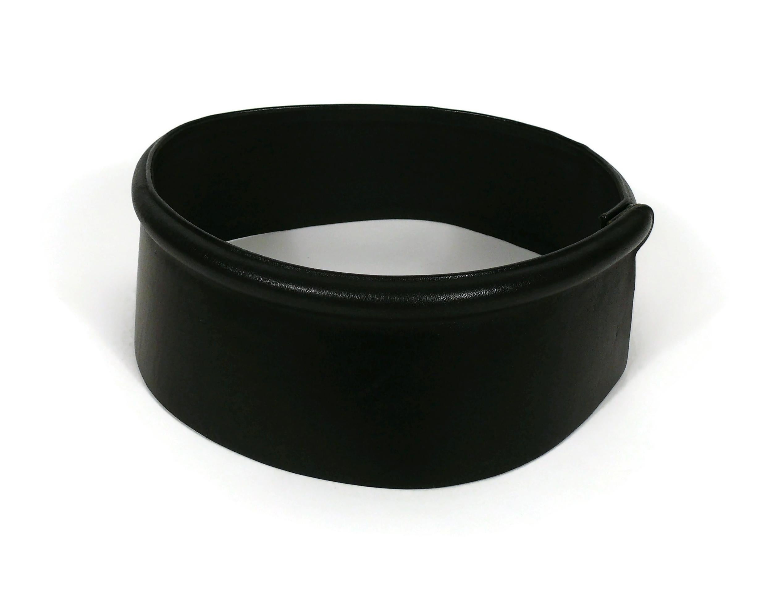 Jean Paul Gaultier Vintage Wide Black Leather Rim Tube Belt In Good Condition For Sale In Nice, FR