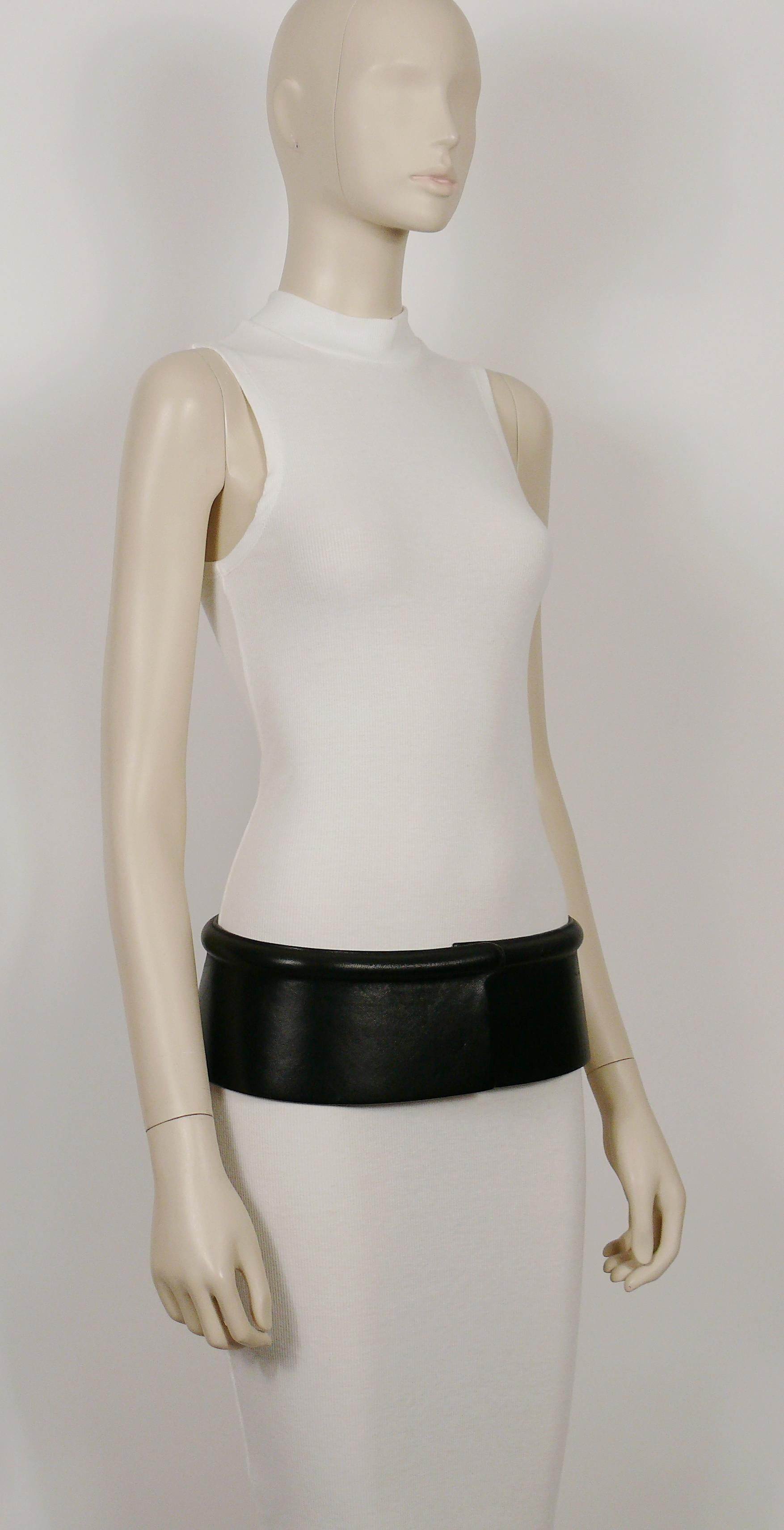 Women's Jean Paul Gaultier Vintage Wide Black Leather Rim Tube Belt For Sale