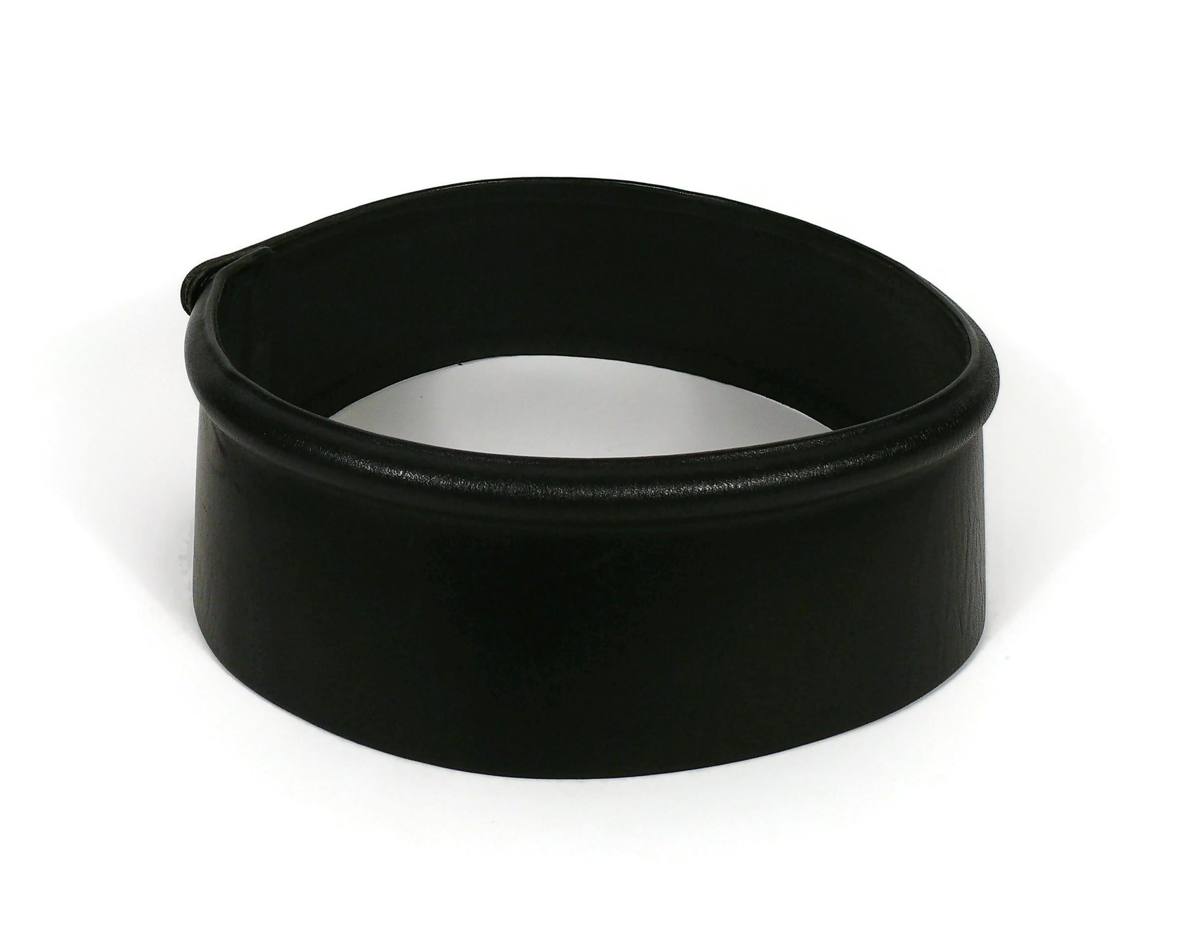 Jean Paul Gaultier Vintage Wide Black Leather Rim Tube Belt For Sale 5