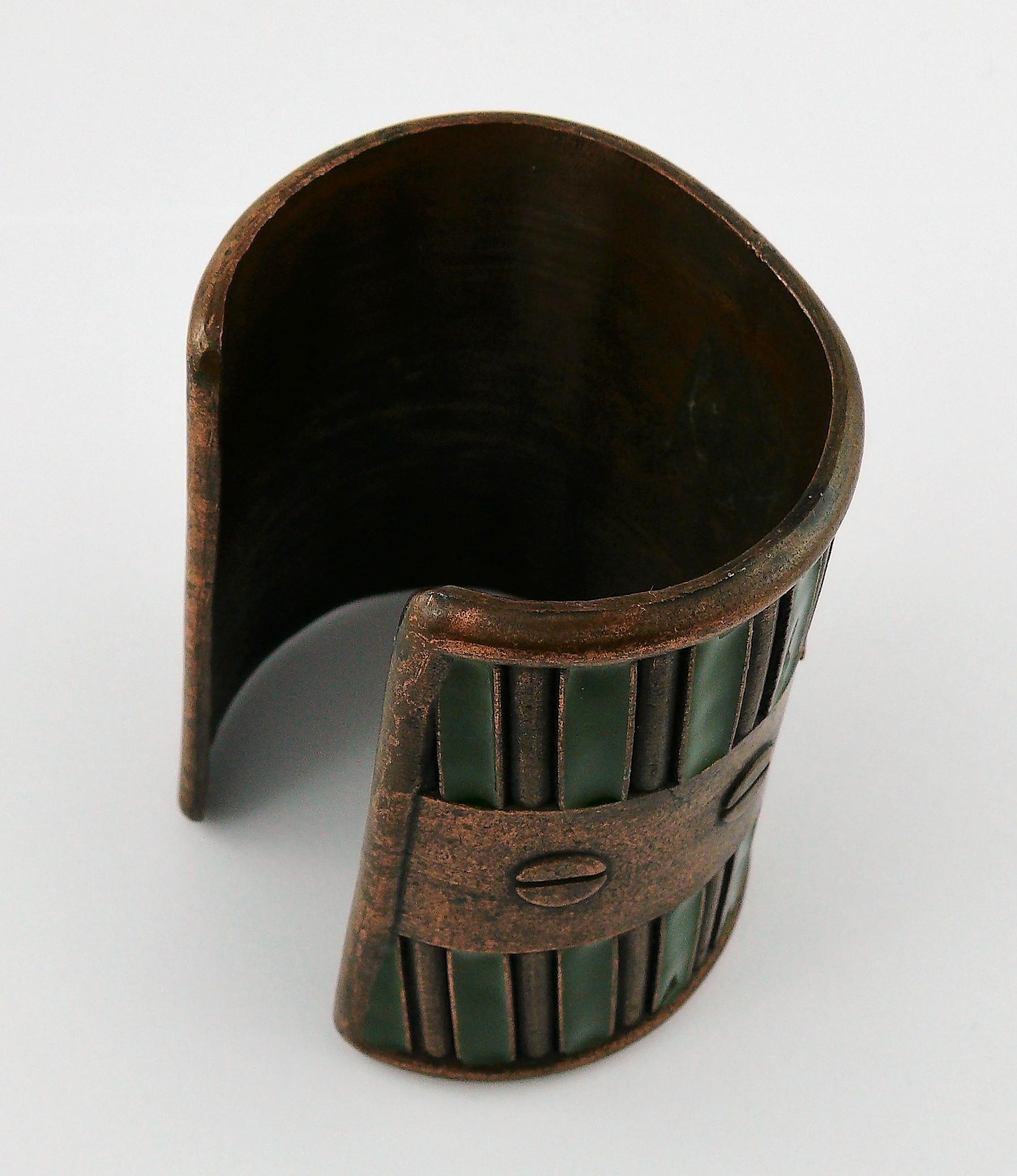 JEAN PAUL GAULTIER (Attributed To) Vintage Wide Enamel Cuff Bracelet For Sale 6