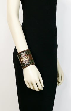 JEAN PAUL GAULTIER (Attributed To) Vintage Wide Enamel Cuff Bracelet