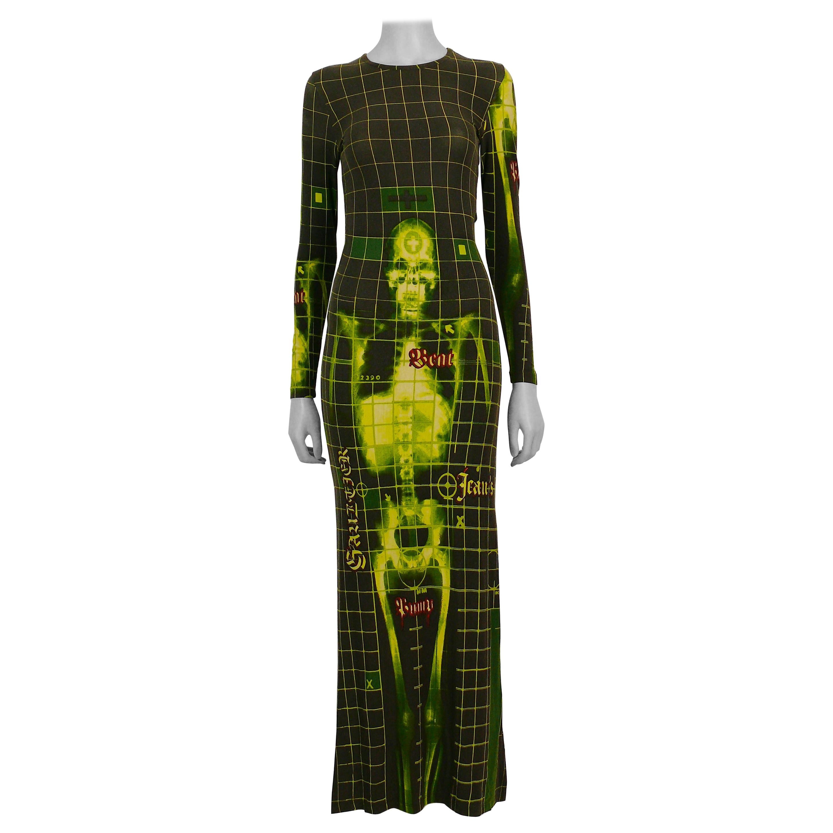 Jean Paul Gaultier Vintage X-Ray Skeleton Print Maxi Dress at 1stDibs