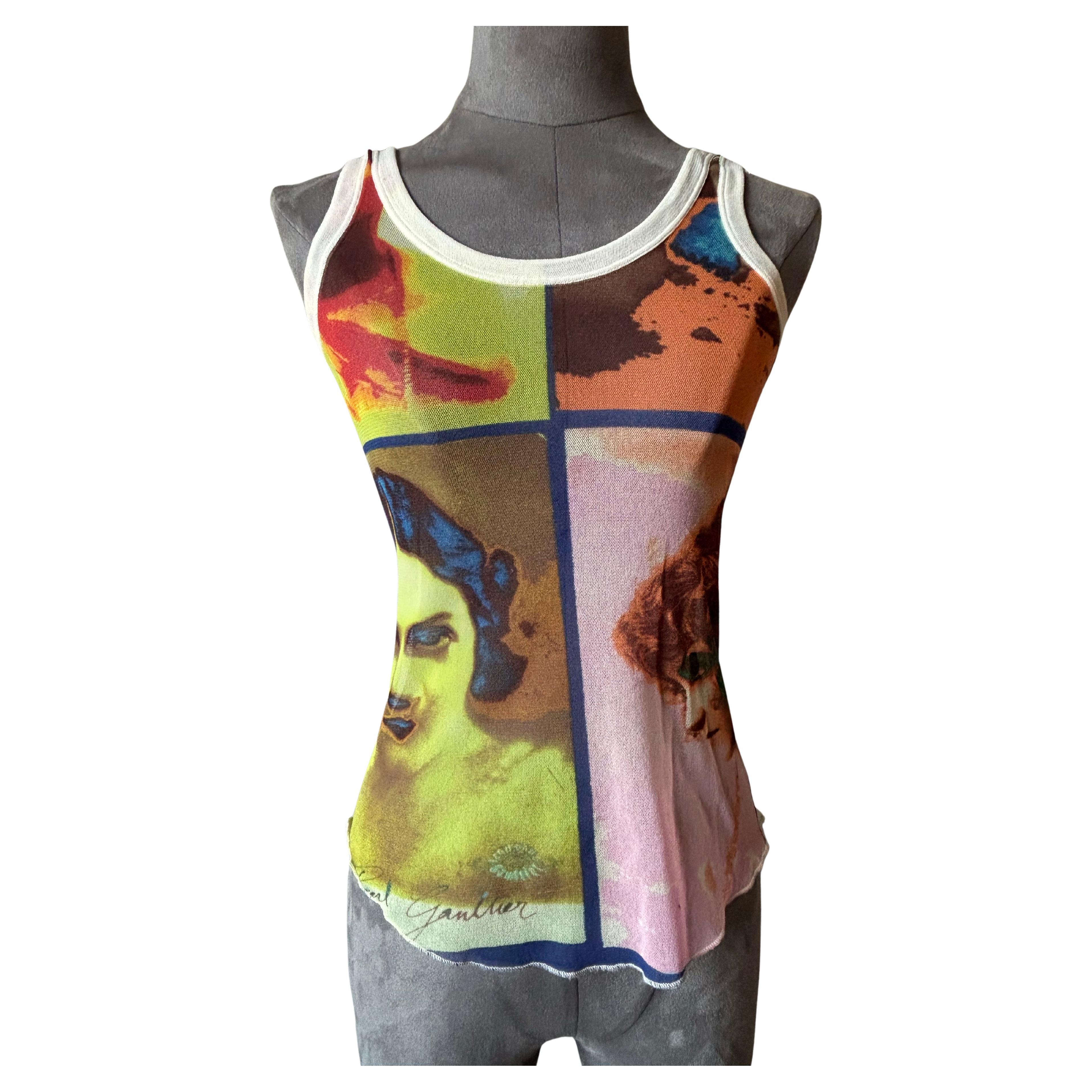 JEAN PAUL GAULTIER 2002 Vintage Mesh Tank Top JPG Tee T-Shirt