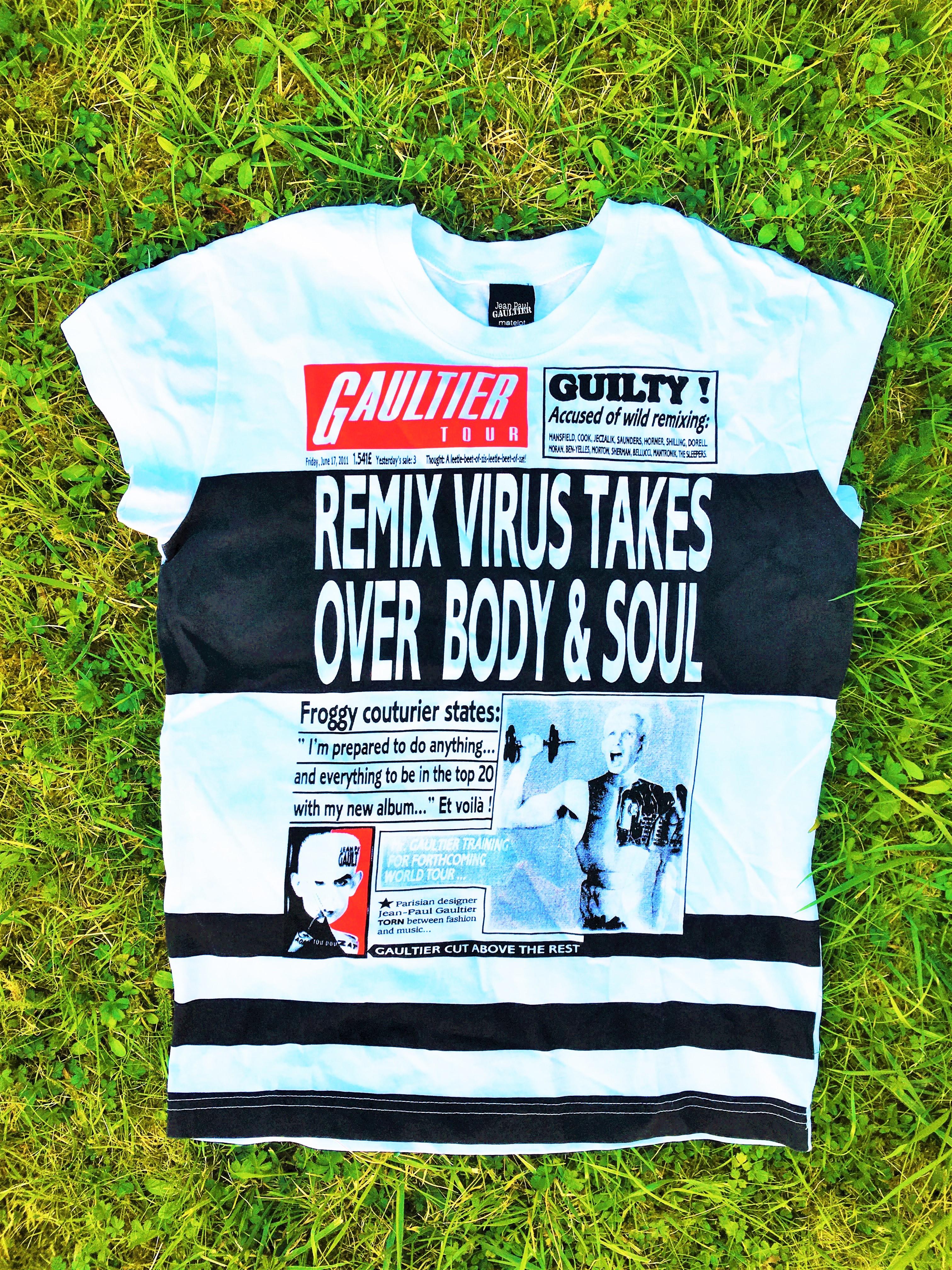 Jean Paul Gaultier Virus Newspaper Gigi Hadid Bella News Kardashian Top T-Shirt im Angebot 3