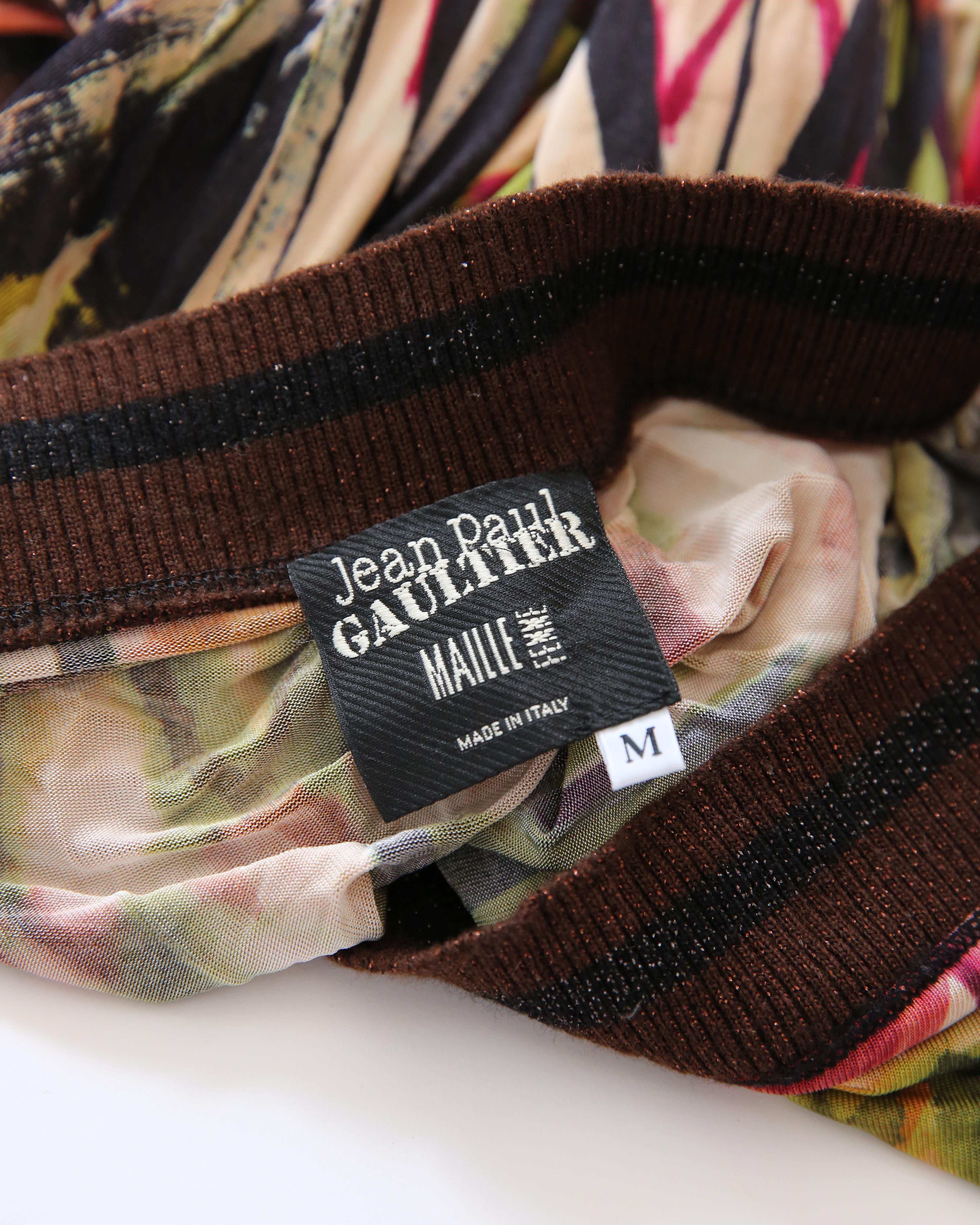 Jean Paul Gaultier ärmelloses schulterfreies Midikleid mit Aquarelldruck M im Angebot 11