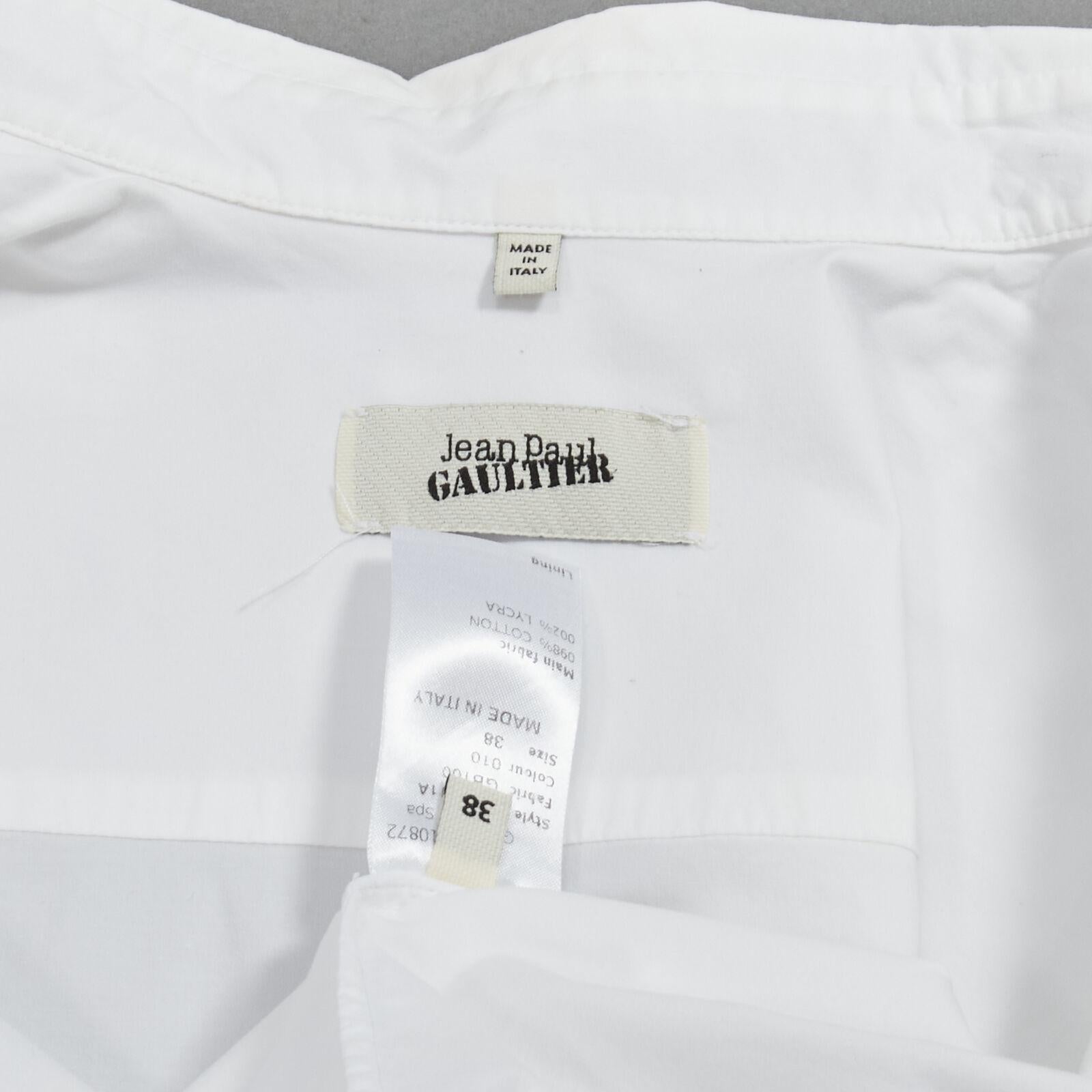 JEAN PAUL GAULTIER white cotton high low hem button up shirt IT38 XS For Sale 6