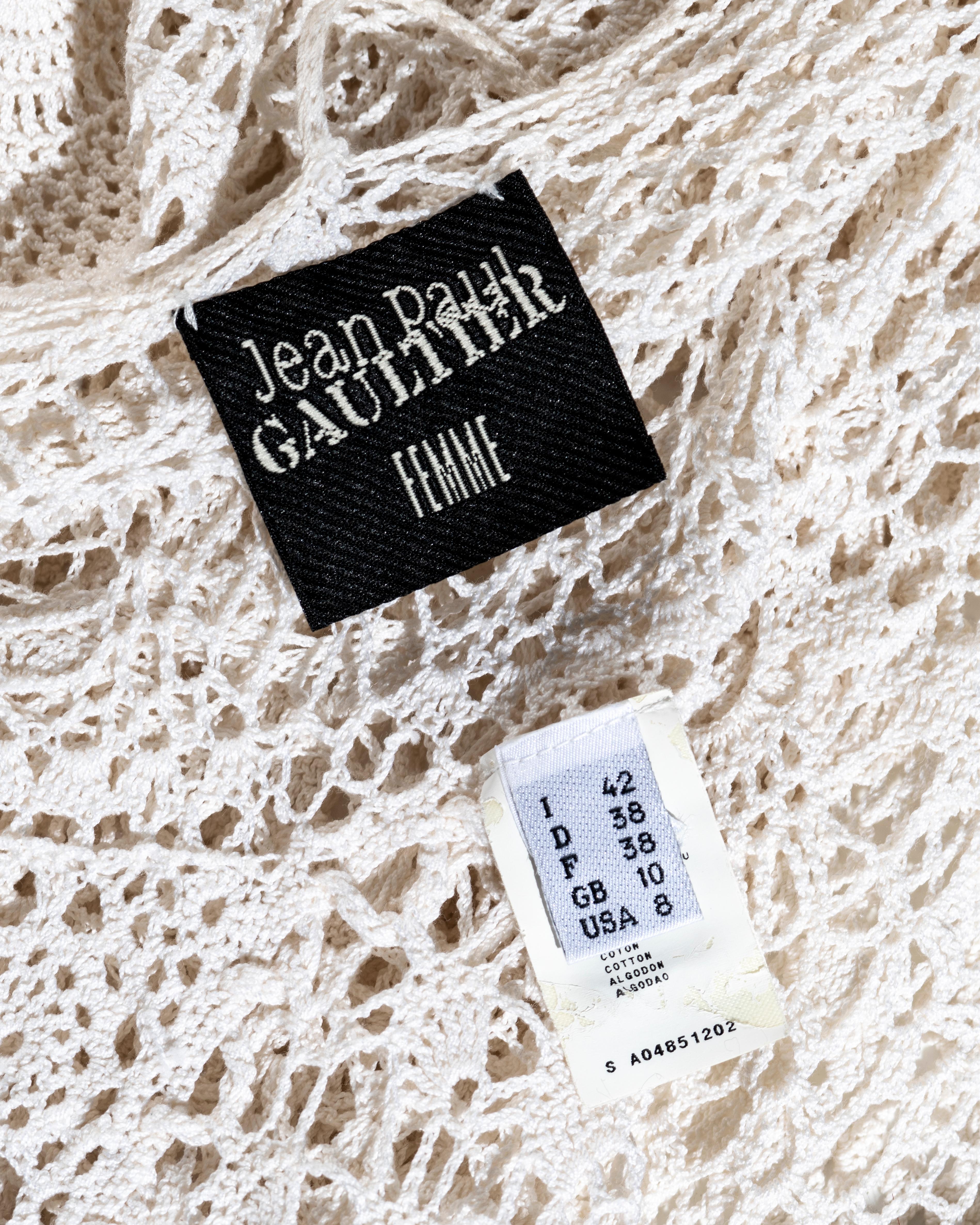Jean Paul Gaultier white crochet cotton deconstructed maxi dress, ss 2008 3