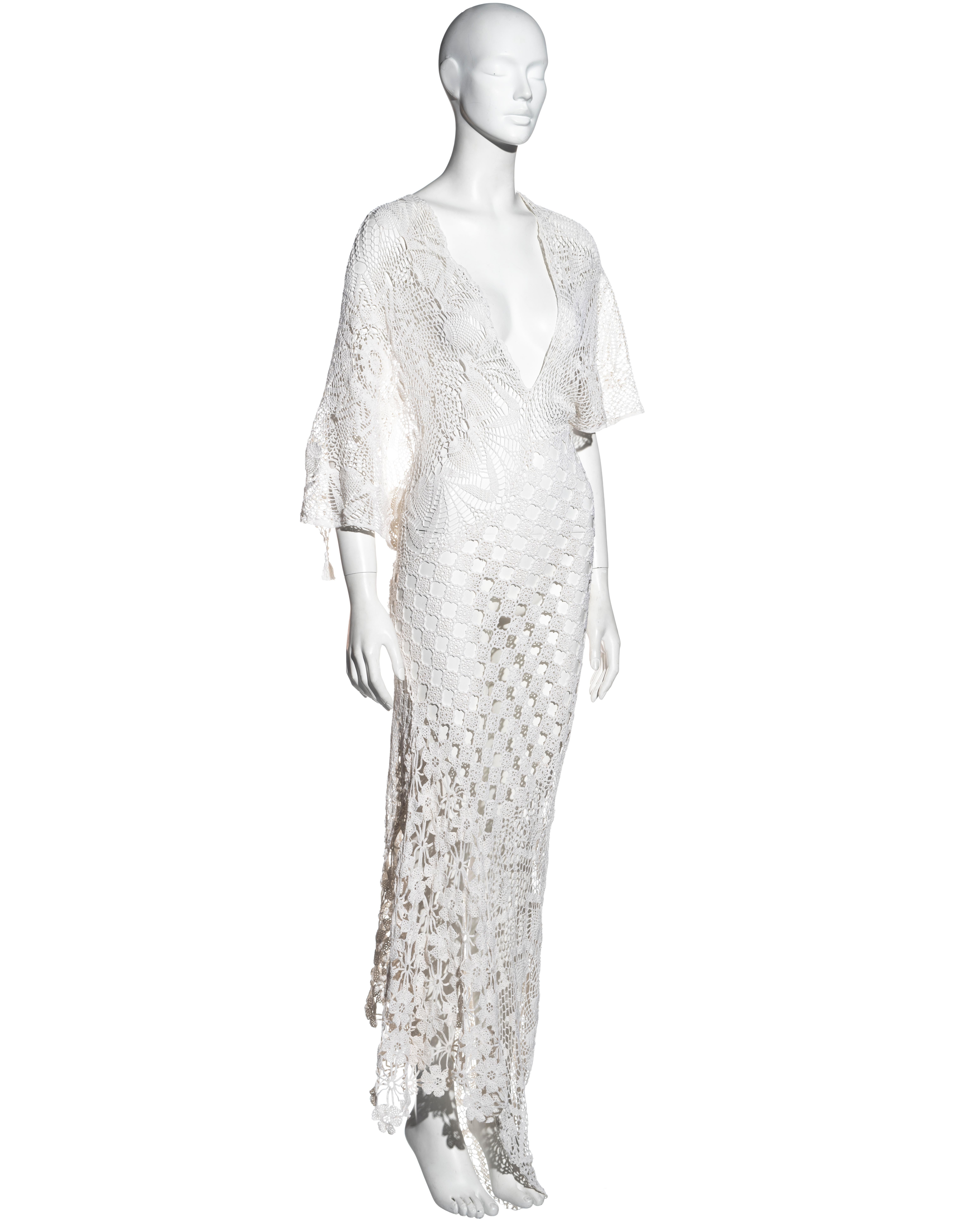 Gray Jean Paul Gaultier white crochet cotton deconstructed maxi dress, ss 2008