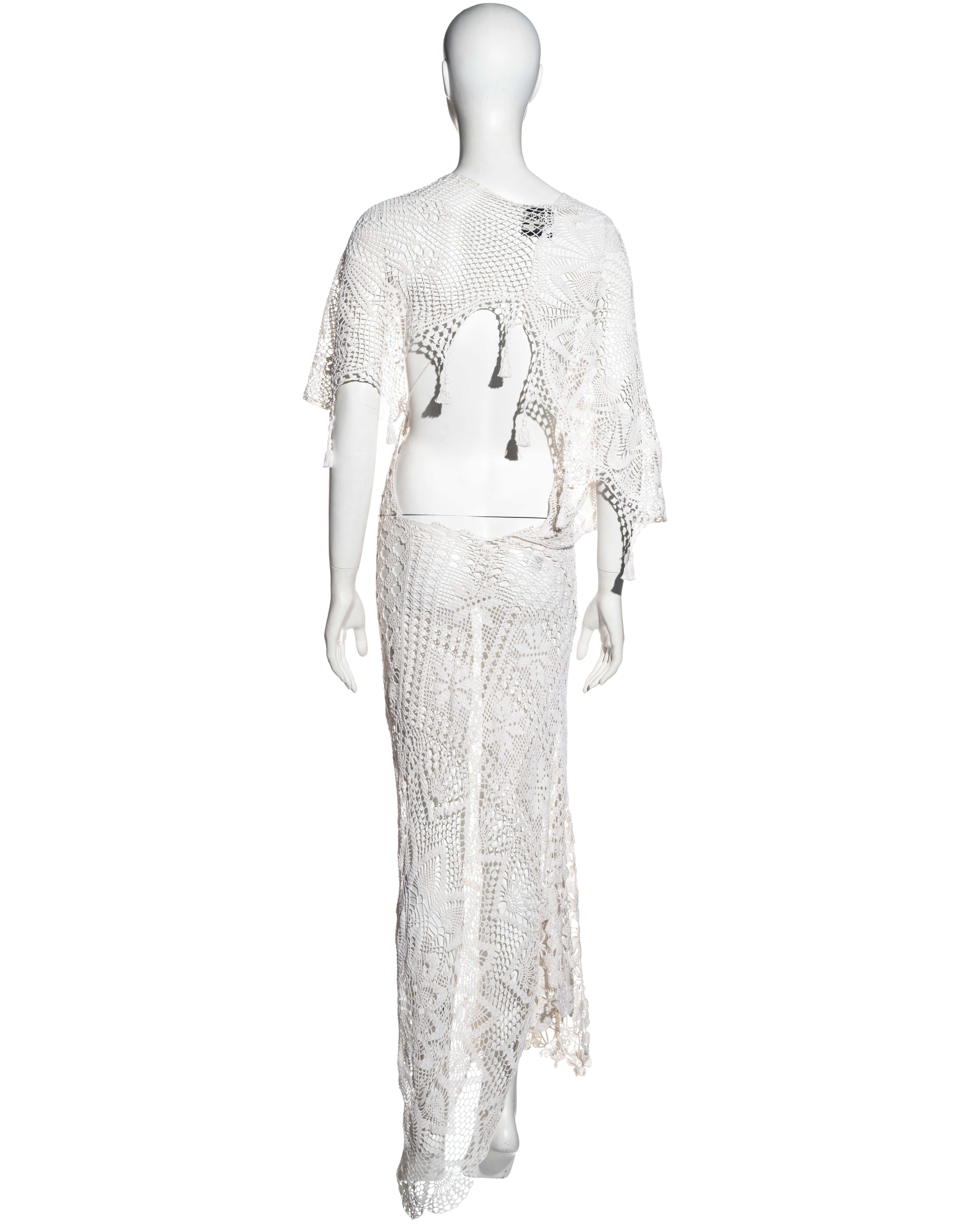 Women's Jean Paul Gaultier white crochet cotton deconstructed maxi dress, ss 2008