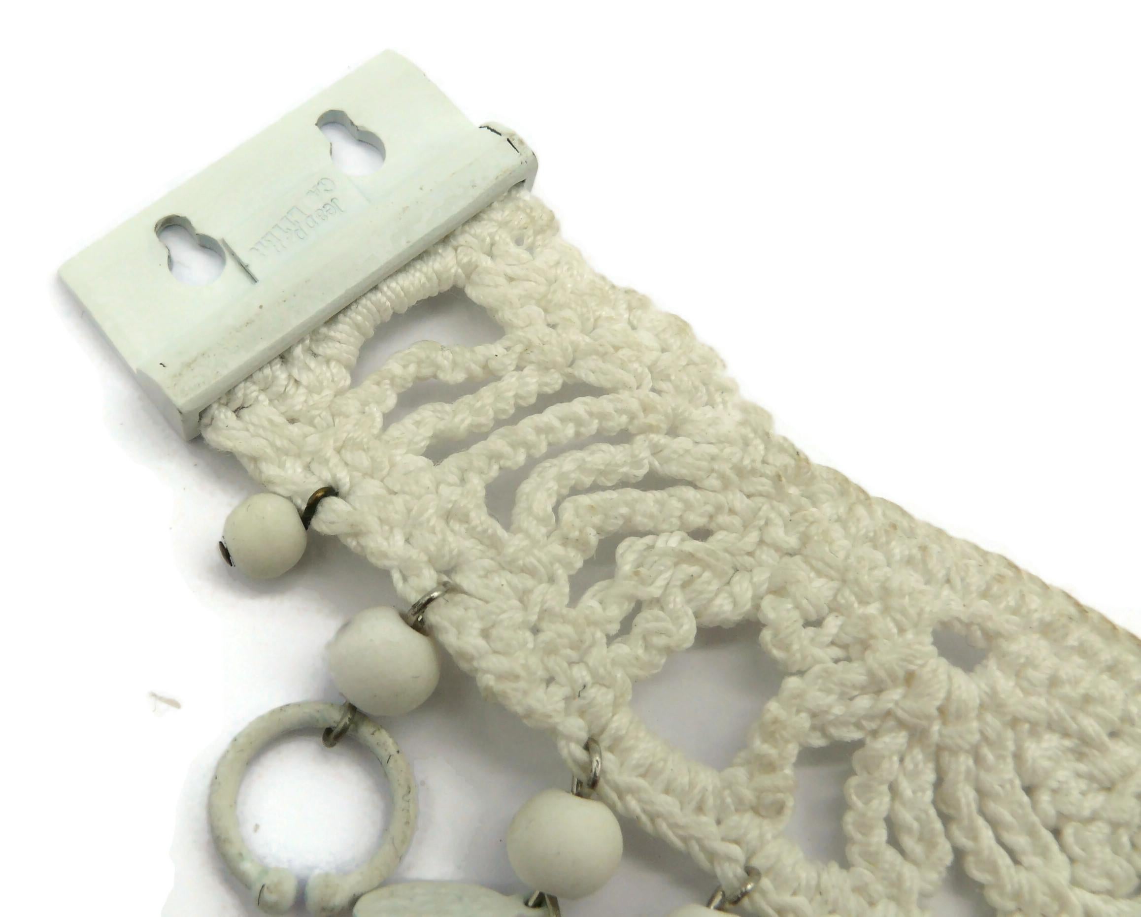 JEAN PAUL GAULTIER White Crochet Knit Collar Charm Necklace 6