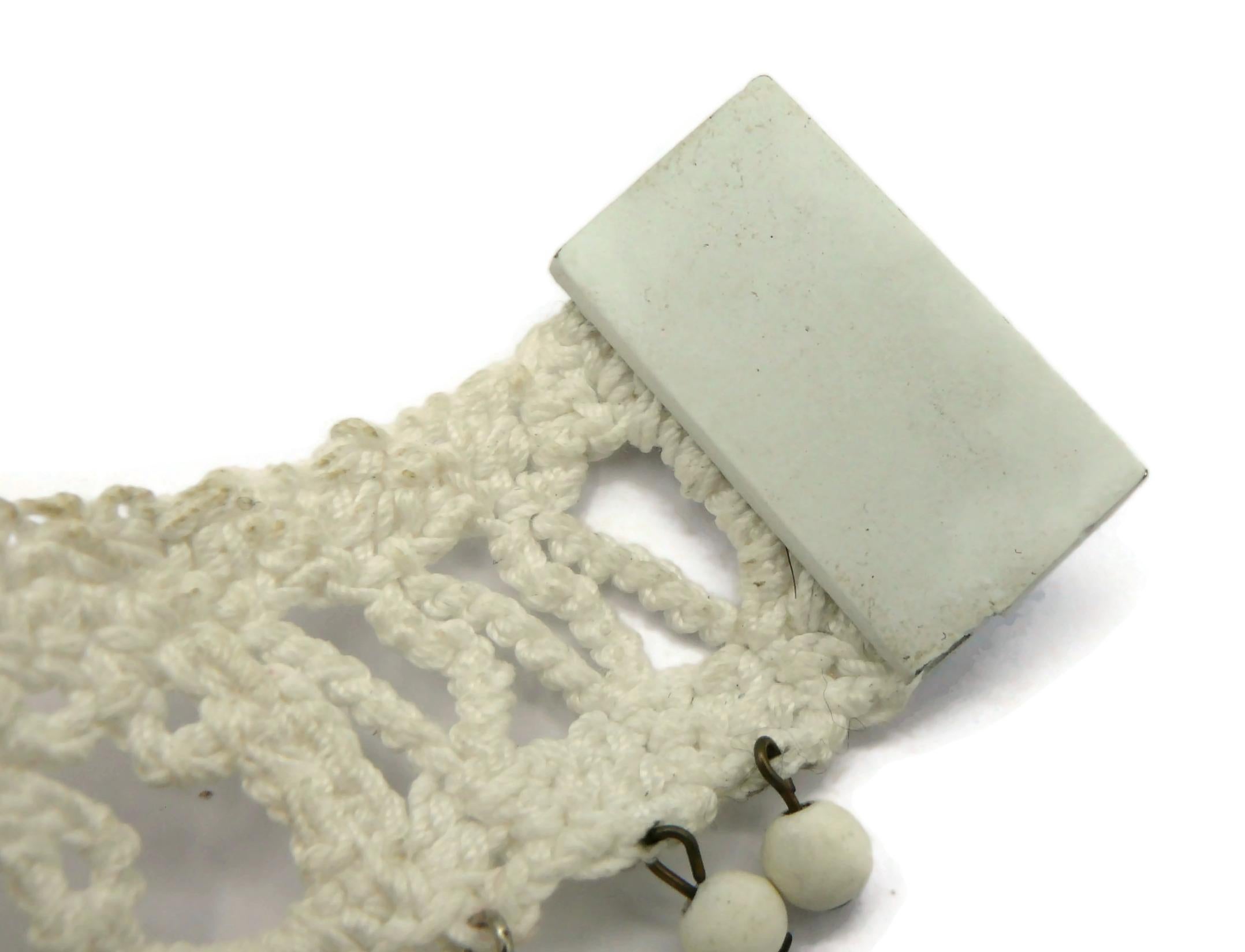 JEAN PAUL GAULTIER White Crochet Knit Collar Charm Necklace 11