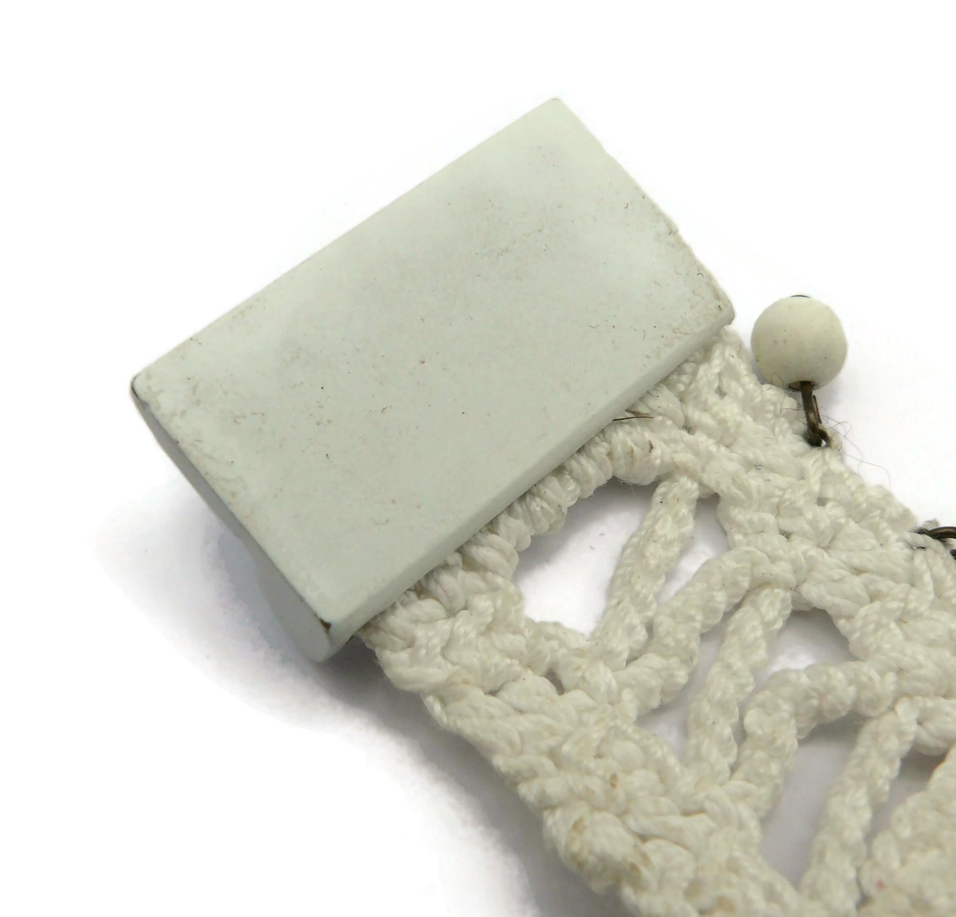 JEAN PAUL GAULTIER White Crochet Knit Collar Charm Necklace 15