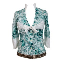 Jean Paul Gaultier White Green Cotton Short Shirt Pendant