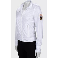 Jean Paul Gaultier White Hooded Windbreaker Jacket Sz.40/S