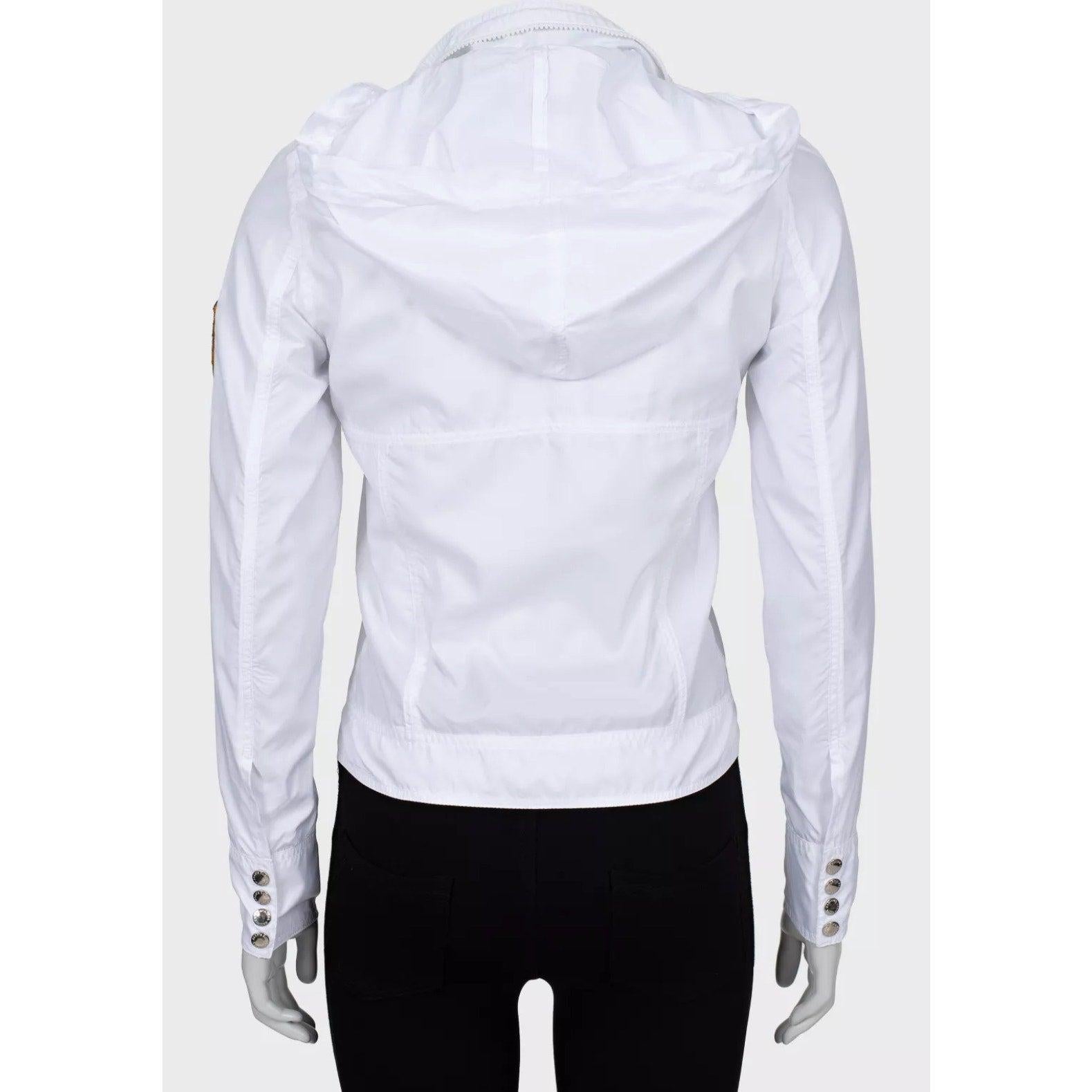 Jean Paul Gaultier Chaqueta cortavientos blanca con capucha S.40/S Gris en venta