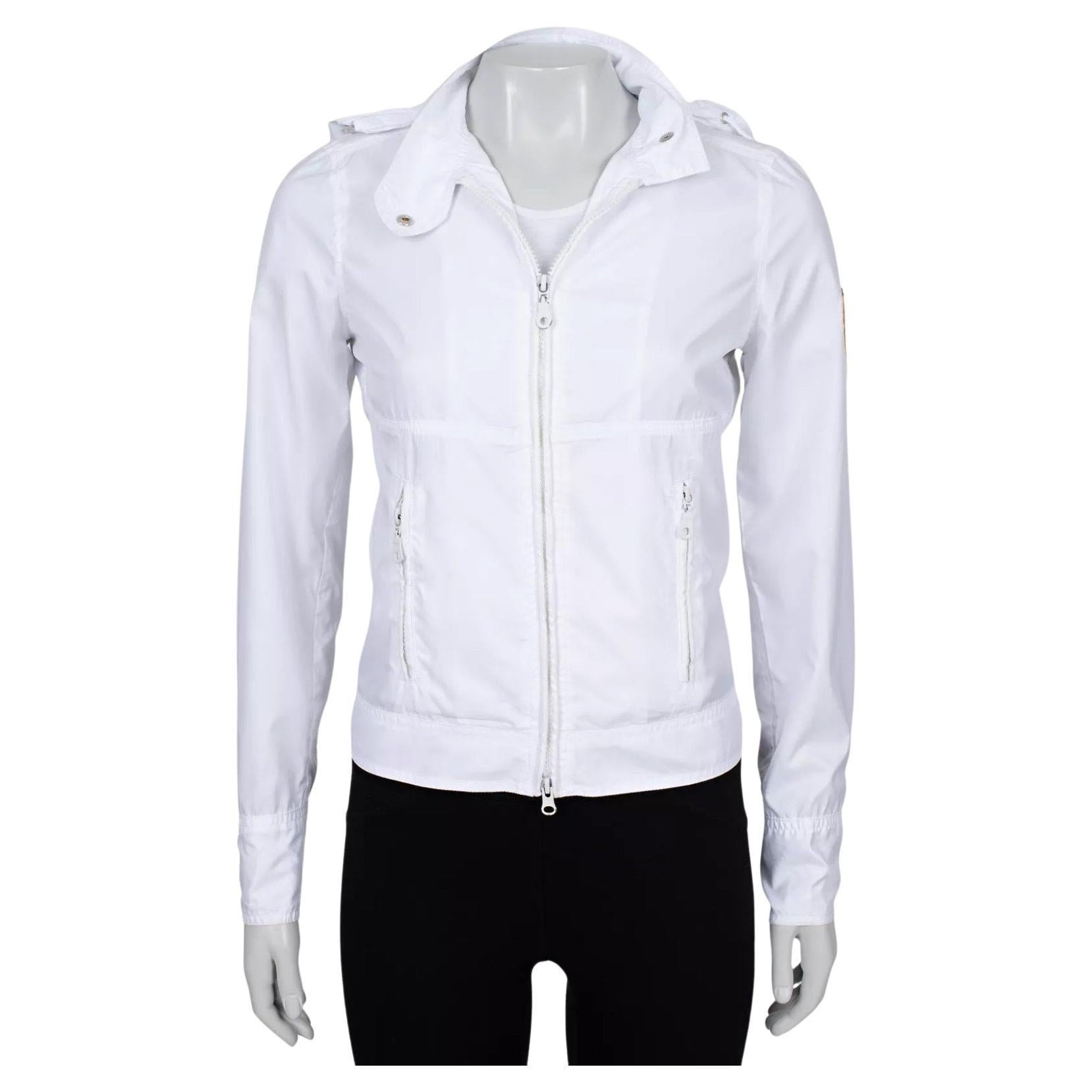 Jean Paul Gaultier White Giacca a vento con cappuccio Sz.40/S
