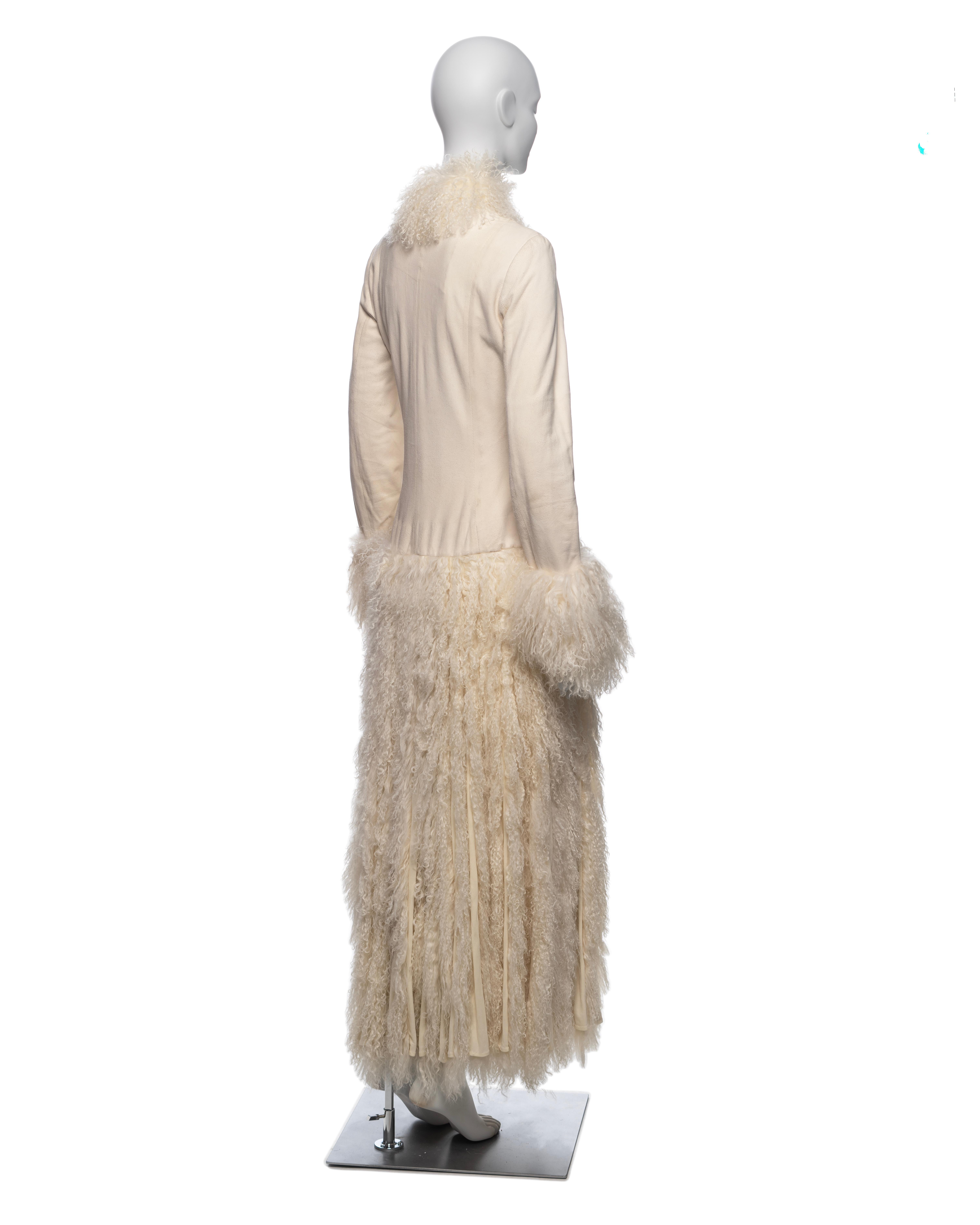 Jean Paul Gaultier White Mongolian Lamb Fur and Leather Coat Dress, FW 2006 For Sale 6