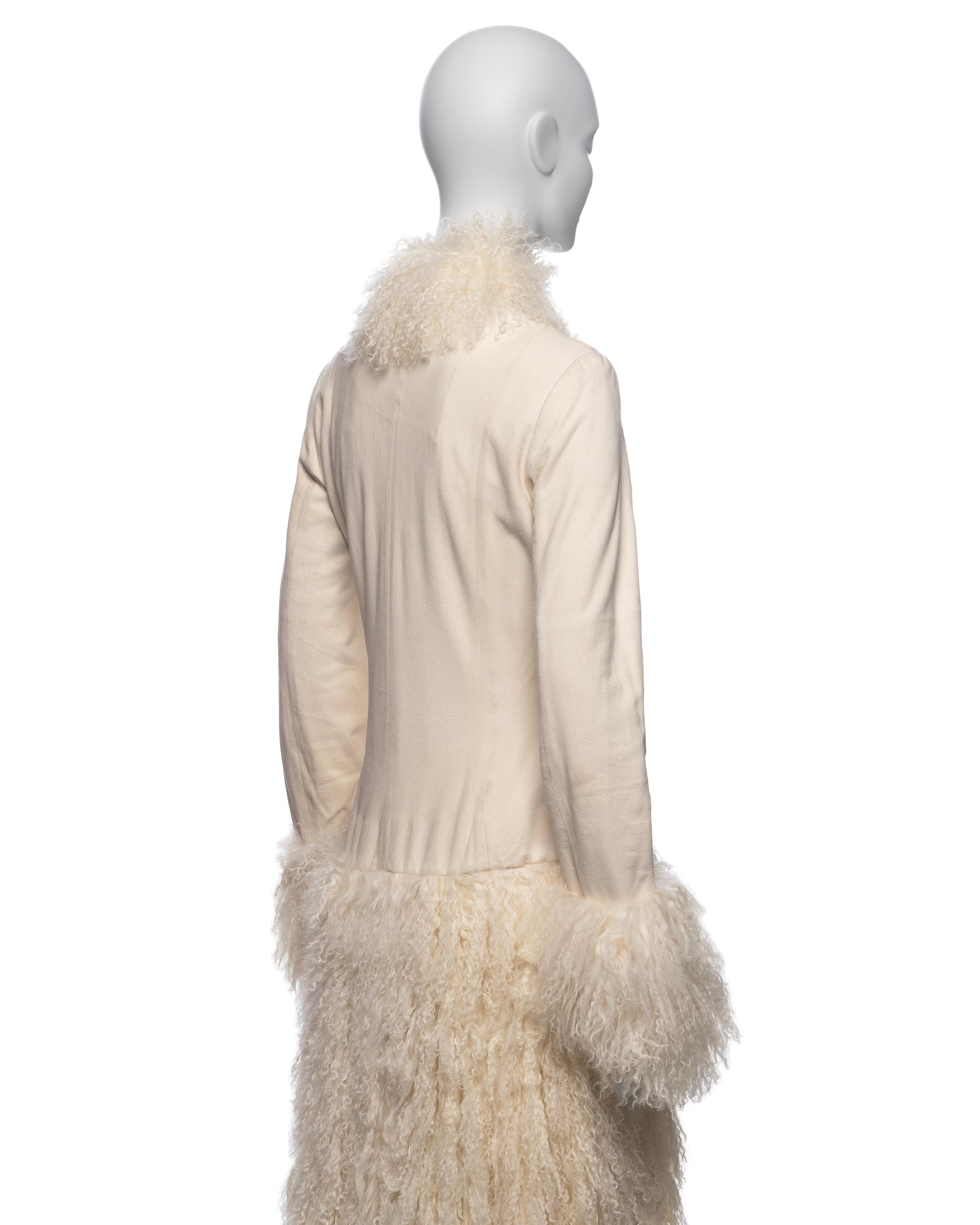 Jean Paul Gaultier White Mongolian Lamb Fur and Leather Coat Dress, FW 2006 For Sale 7