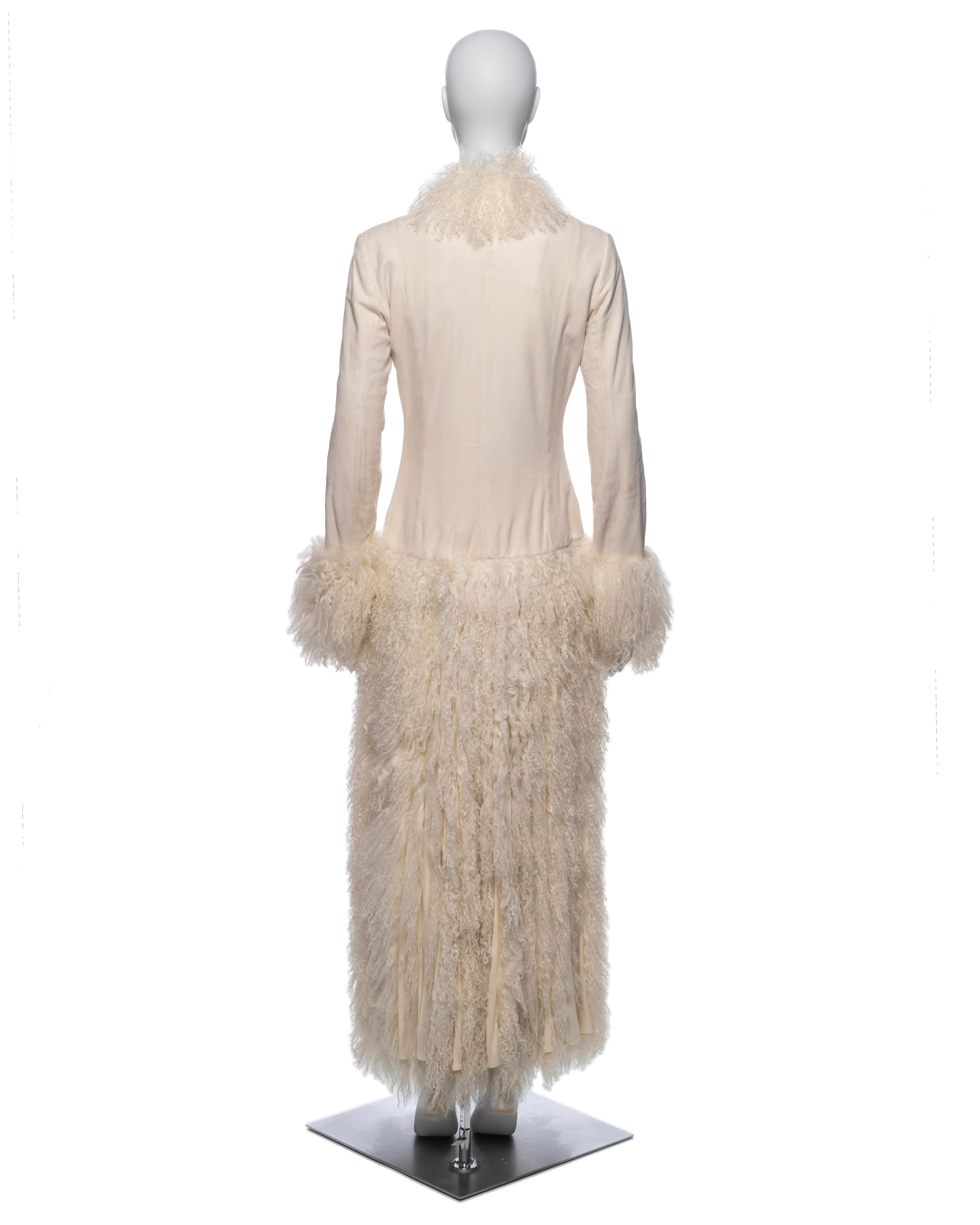 Jean Paul Gaultier White Mongolian Lamb Fur and Leather Coat Dress, FW 2006 For Sale 8
