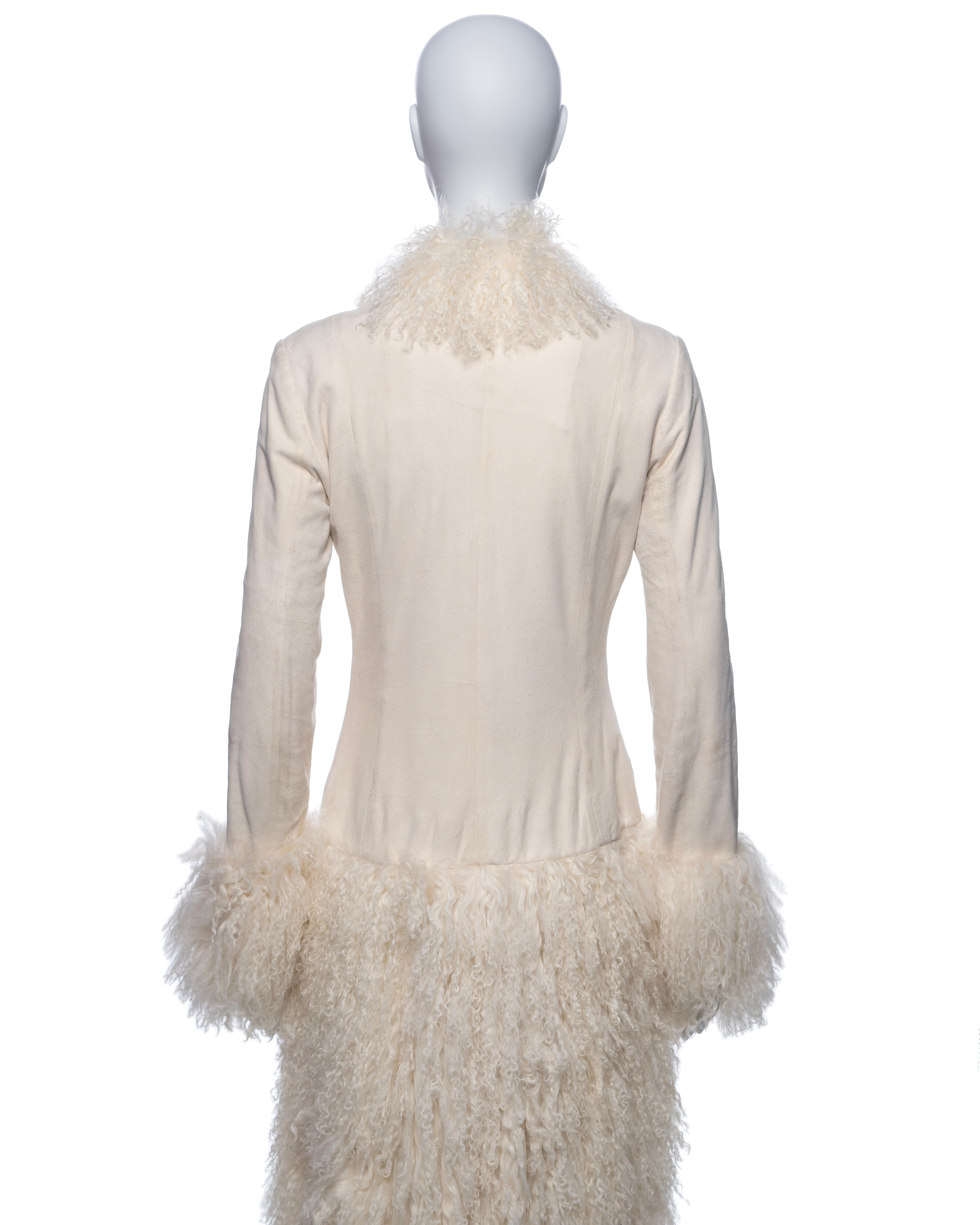 Jean Paul Gaultier White Mongolian Lamb Fur and Leather Coat Dress, FW 2006 For Sale 9
