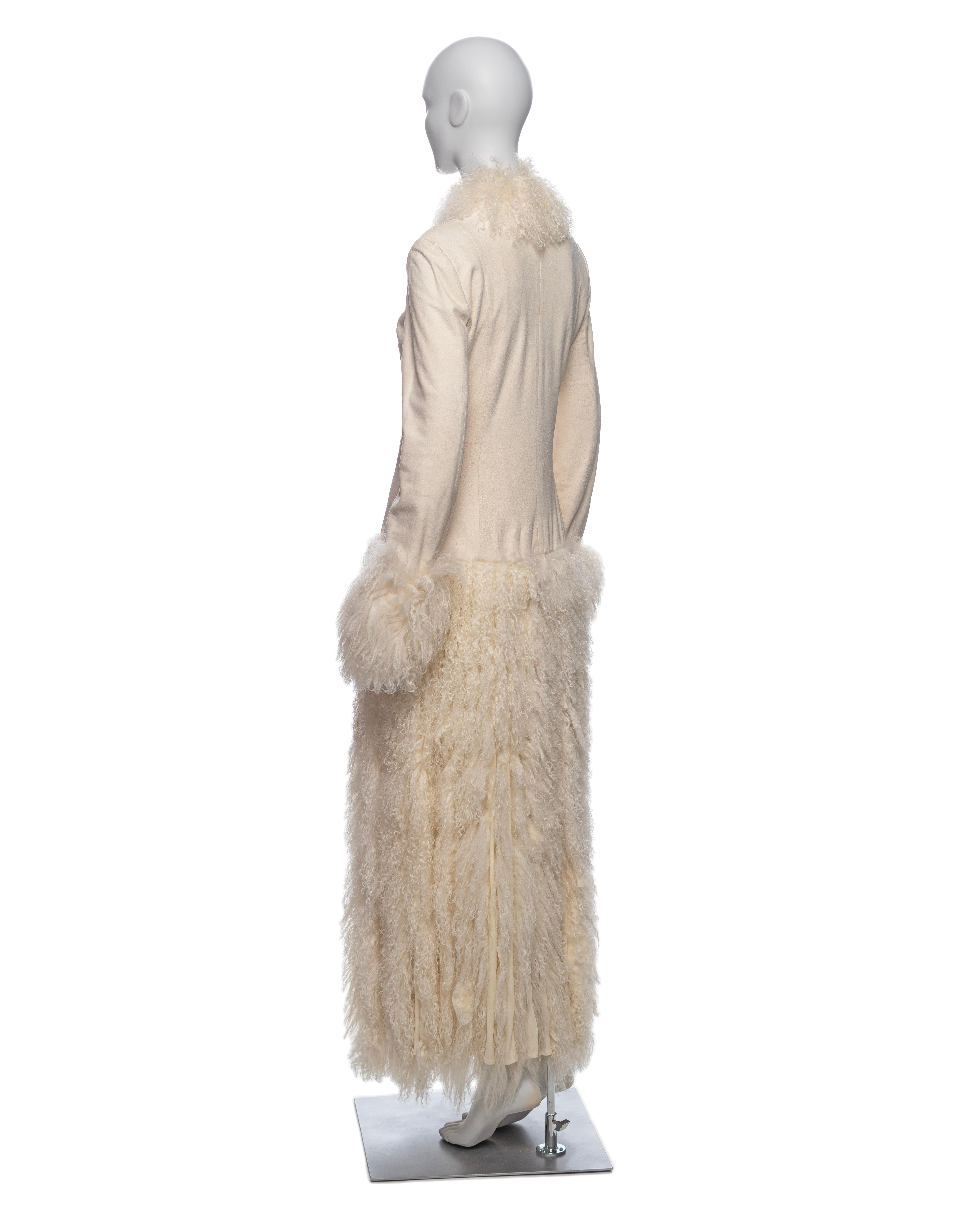 Jean Paul Gaultier White Mongolian Lamb Fur and Leather Coat Dress, FW 2006 For Sale 10