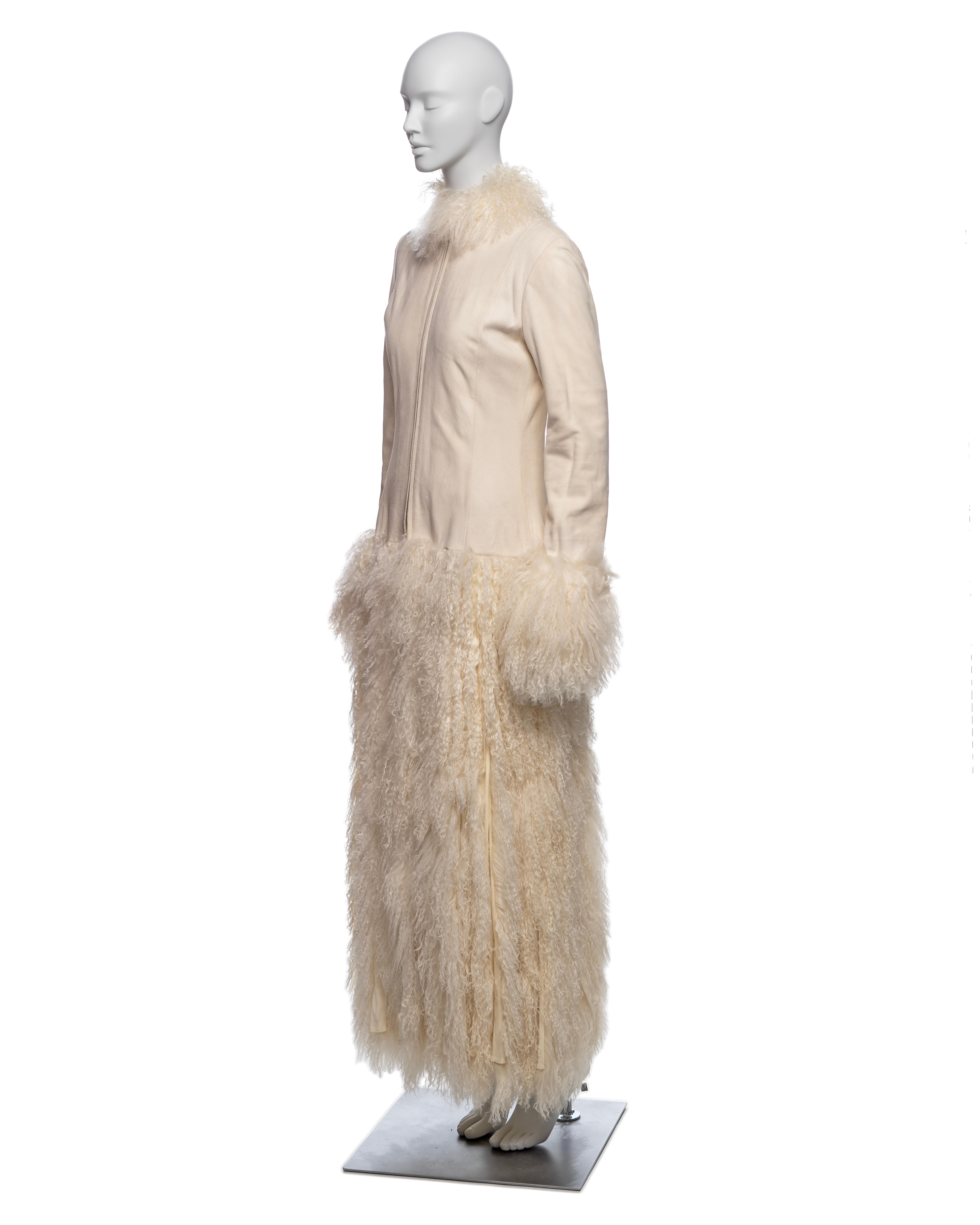 Jean Paul Gaultier White Mongolian Lamb Fur and Leather Coat Dress, FW 2006 For Sale 11
