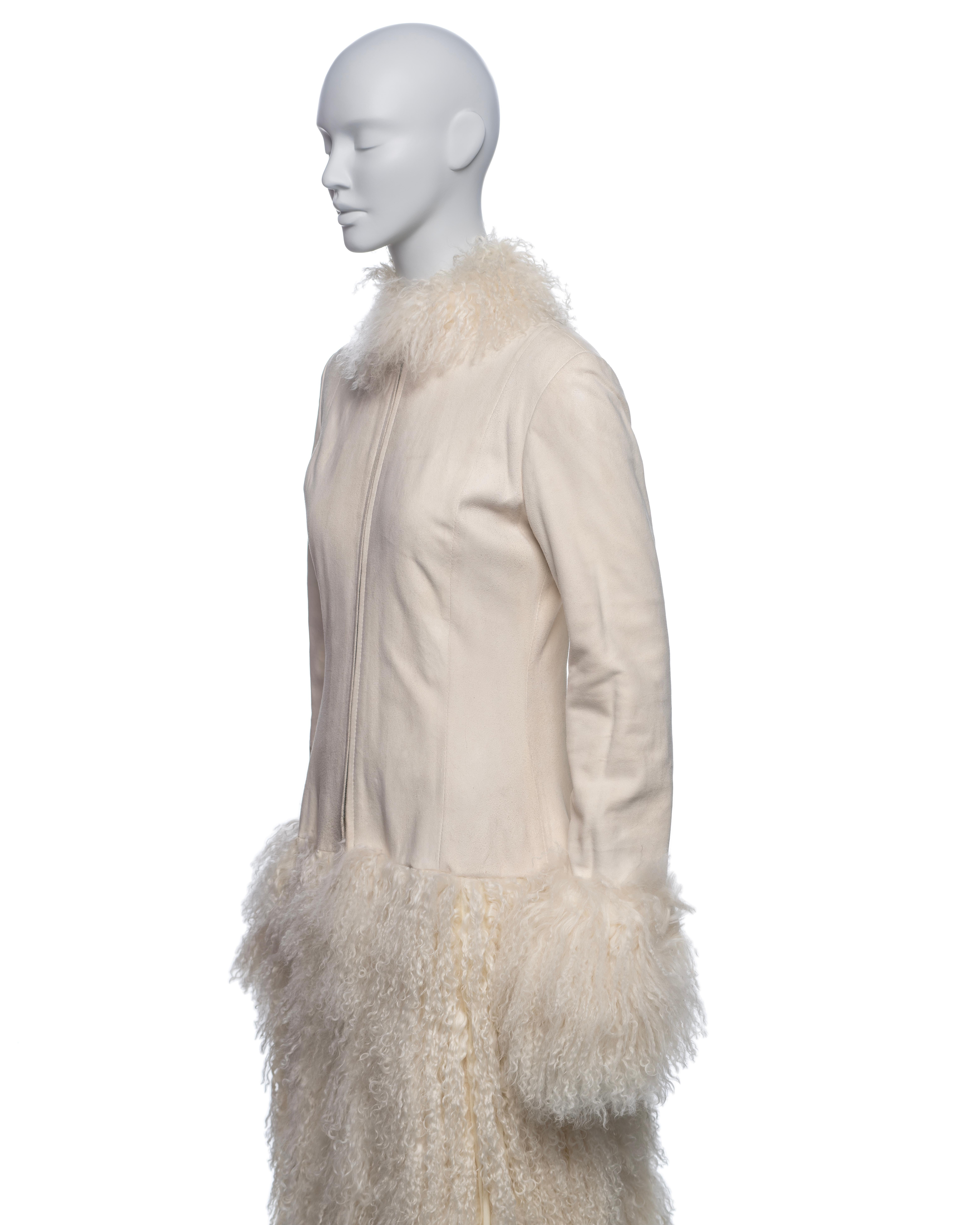 Jean Paul Gaultier White Mongolian Lamb Fur and Leather Coat Dress, FW 2006 For Sale 12