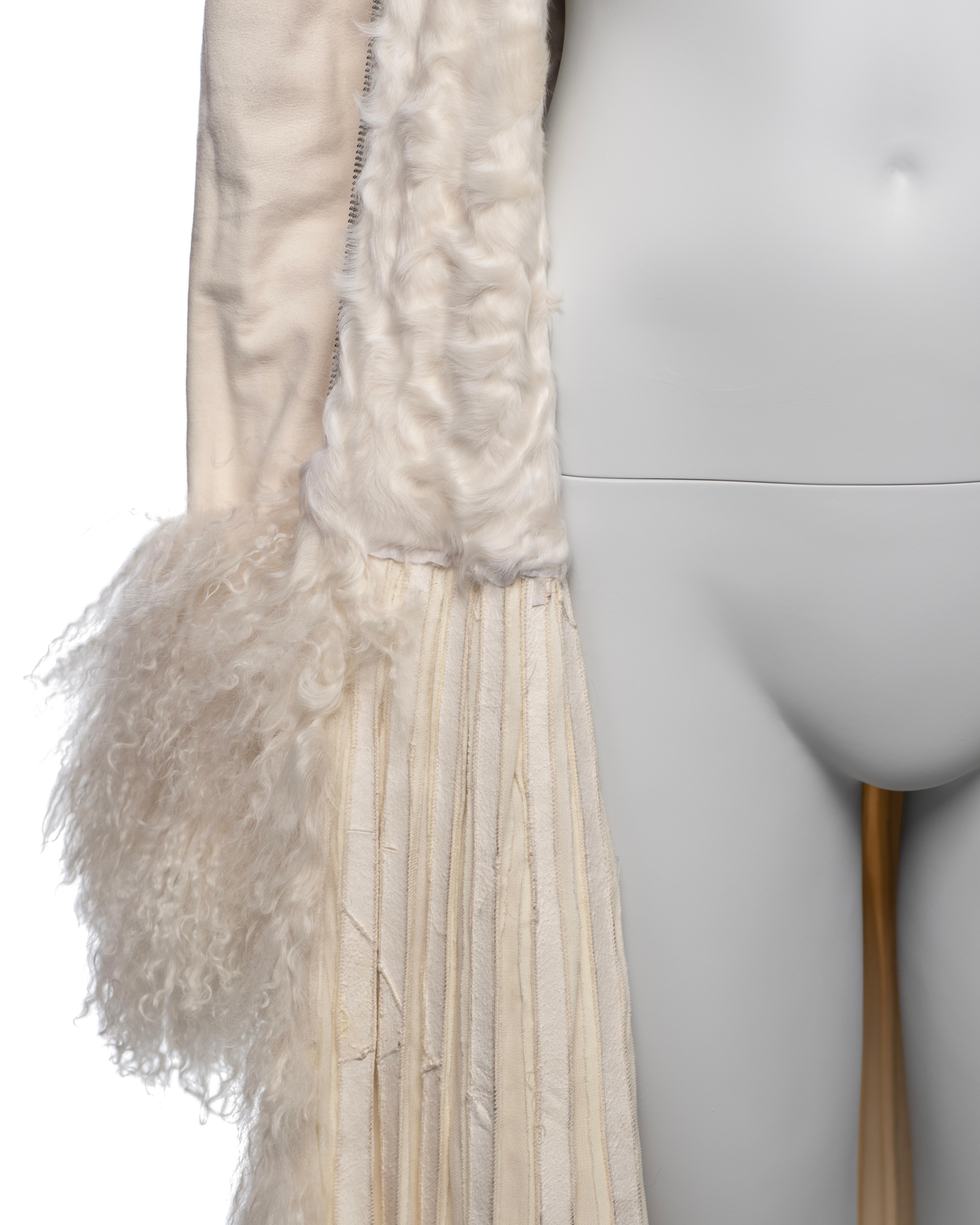 Jean Paul Gaultier White Mongolian Lamb Fur and Leather Coat Dress, FW 2006 For Sale 13