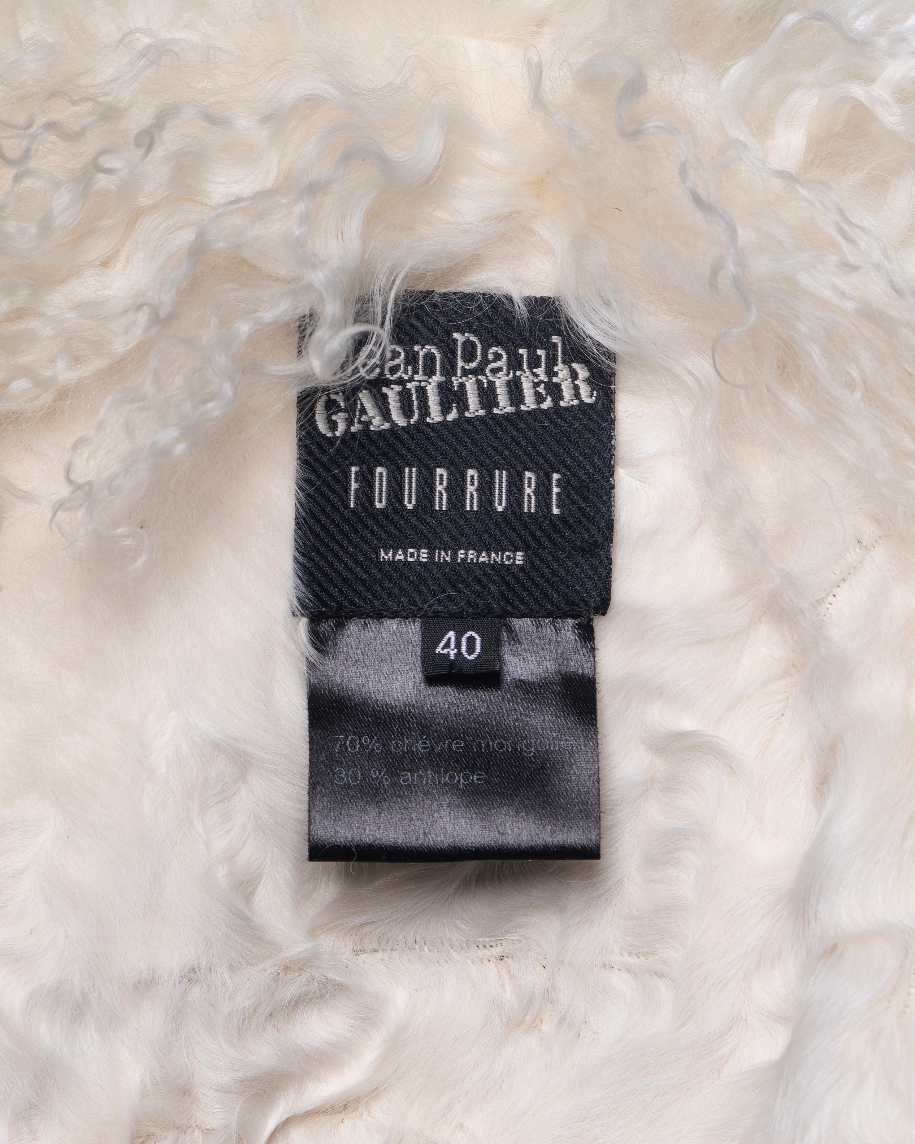 Jean Paul Gaultier White Mongolian Lamb Fur and Leather Coat Dress, FW 2006 For Sale 14