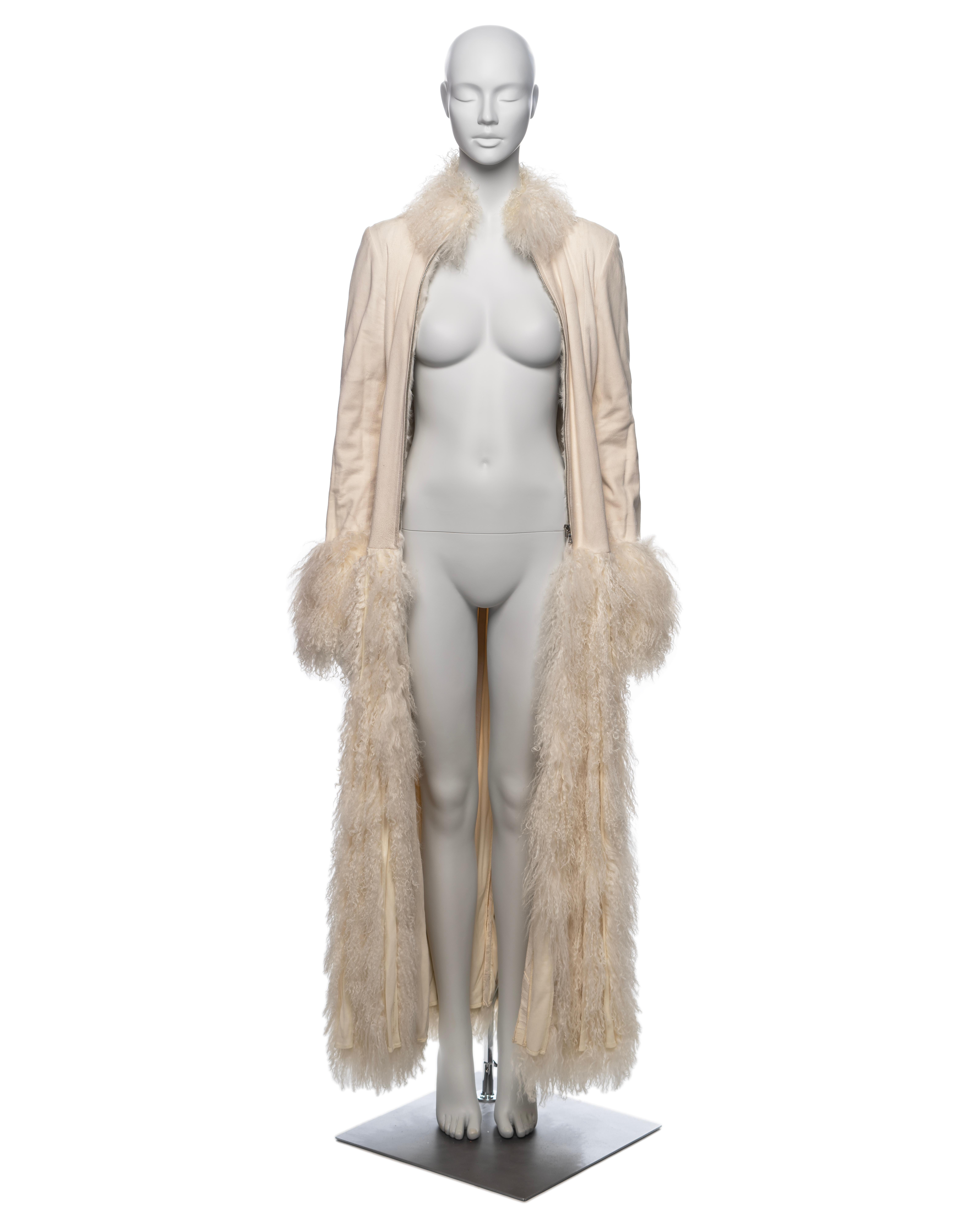 Jean Paul Gaultier White Mongolian Lamb Fur and Leather Coat Dress, FW 2006 For Sale 1
