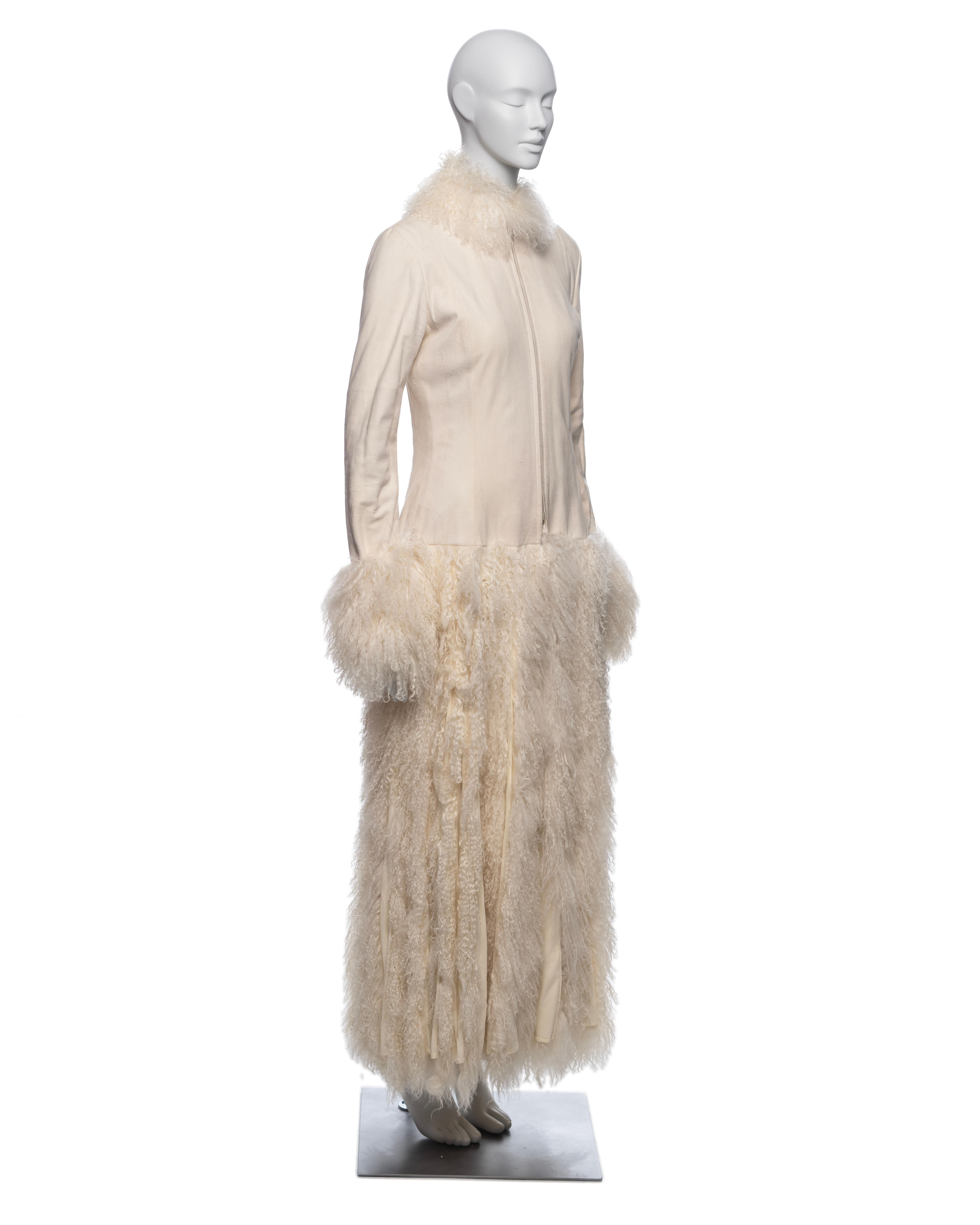 Jean Paul Gaultier White Mongolian Lamb Fur and Leather Coat Dress, FW 2006 For Sale 4
