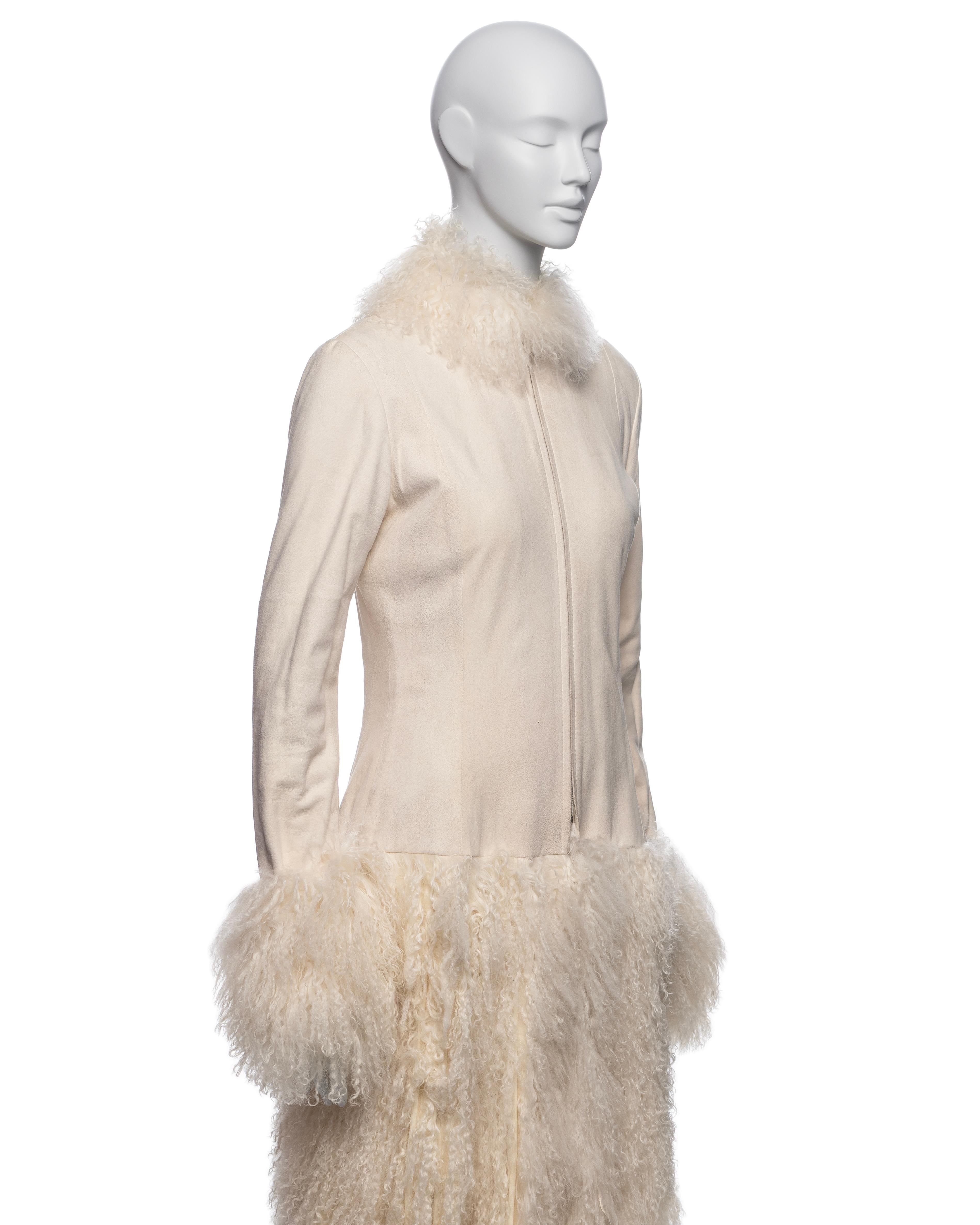 Jean Paul Gaultier White Mongolian Lamb Fur and Leather Coat Dress, FW 2006 For Sale 5