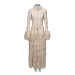 Jean Paul Gaultier Weißes mongolisches Mantelkleid aus Lammfell und Leder, H/W 2006