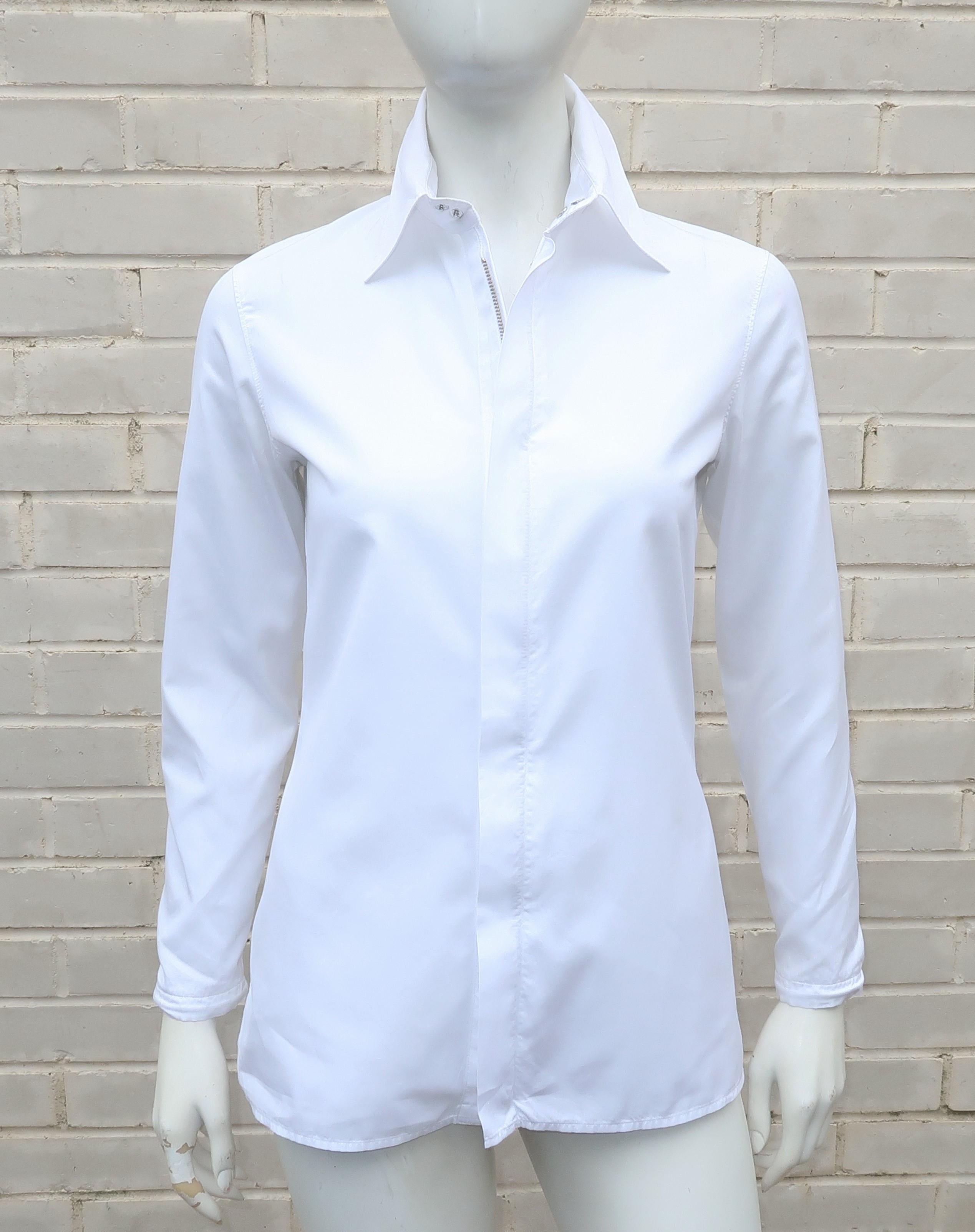 Jean Paul Gaultier White Shirt With Black Leather Restraint Cuffs  4