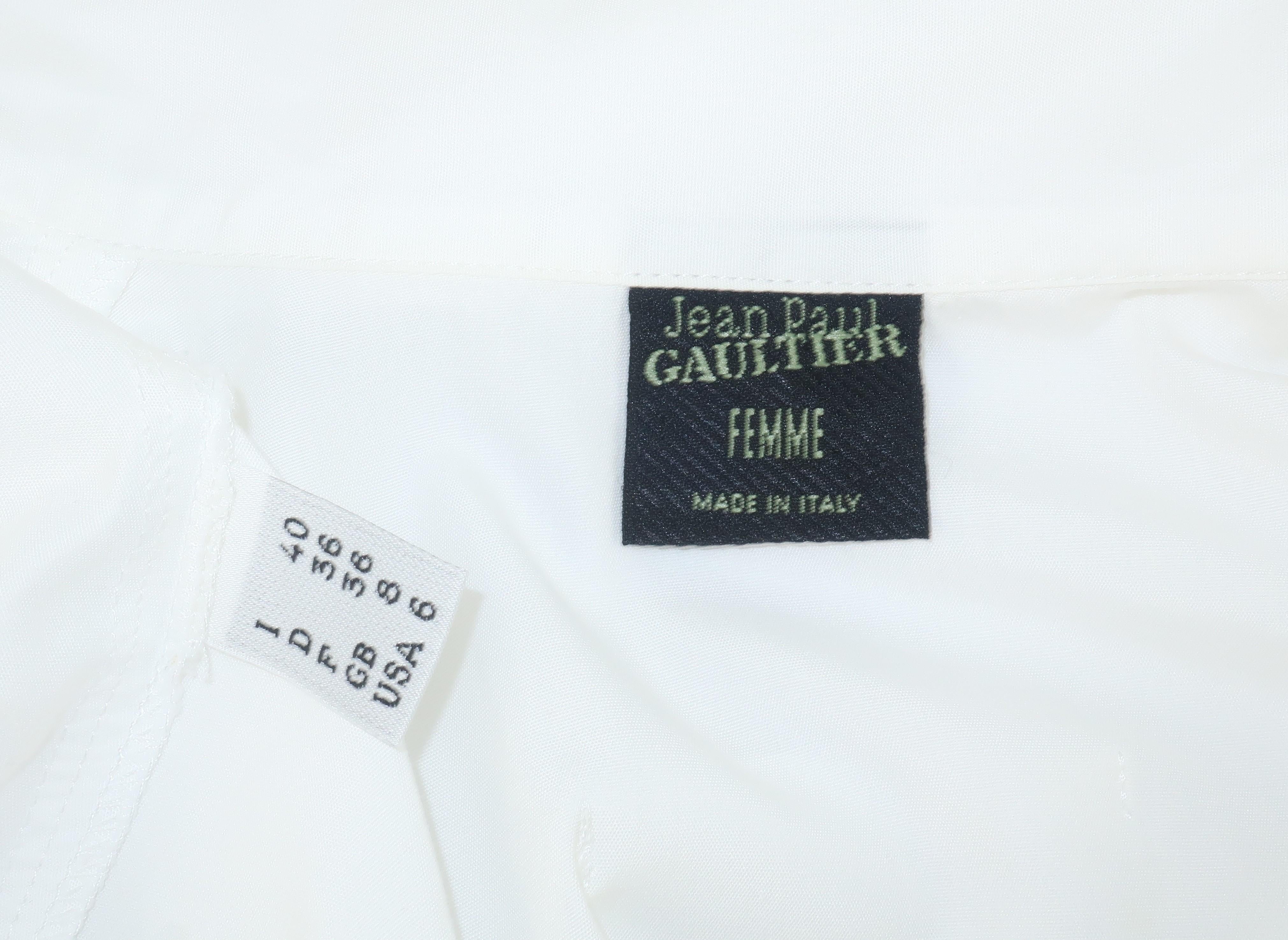 Jean Paul Gaultier White Shirt With Black Leather Restraint Cuffs  5