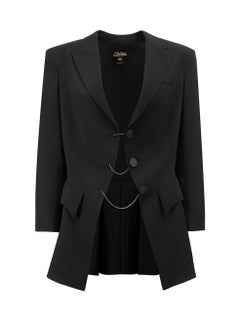 Jean Paul Gaultier Women's Black Wool Structured Chain Button Blazer