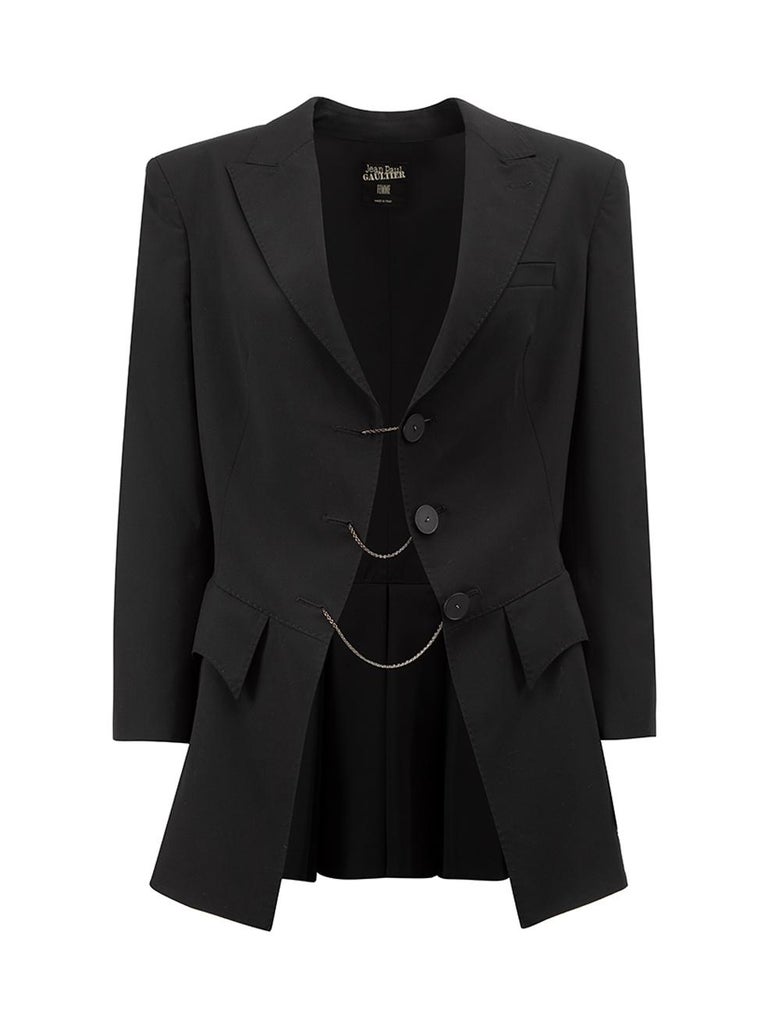 Jean Paul Gaultier Women's Black Wool Structured Chain Button Blazer ...