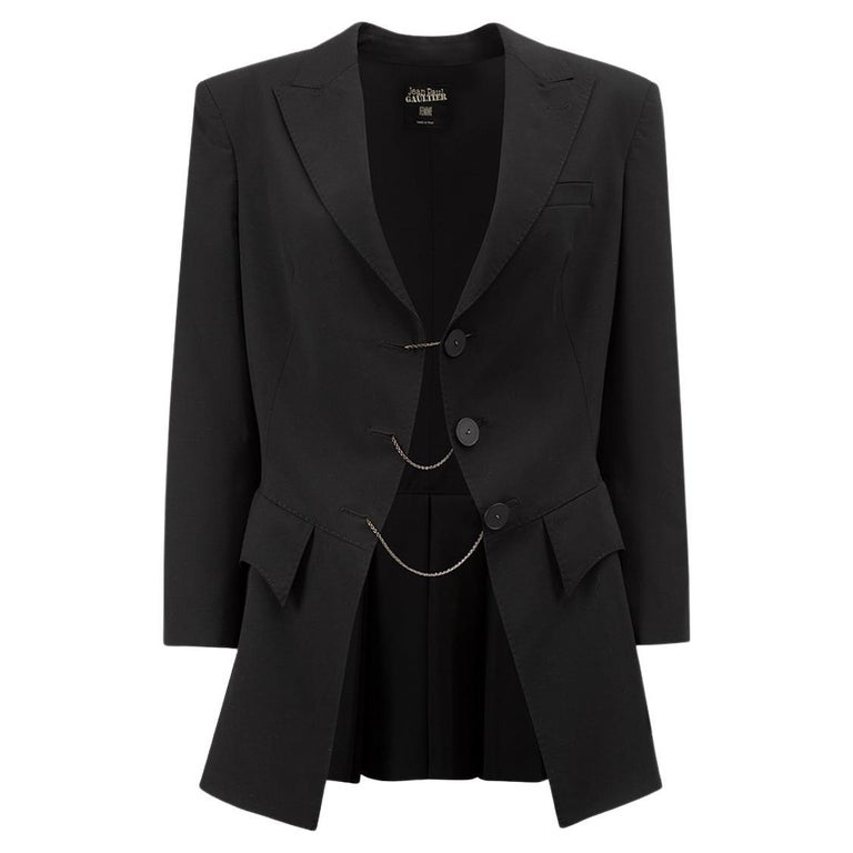 Jean Paul Gaultier Women's Black Wool Structured Chain Button Blazer