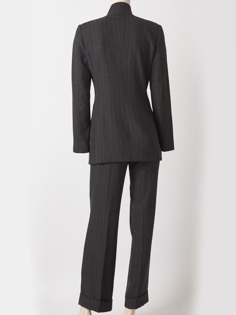 Women's Jean Paul Gaultier Wool Crepe Chalk Stripe Pantsuit For Sale