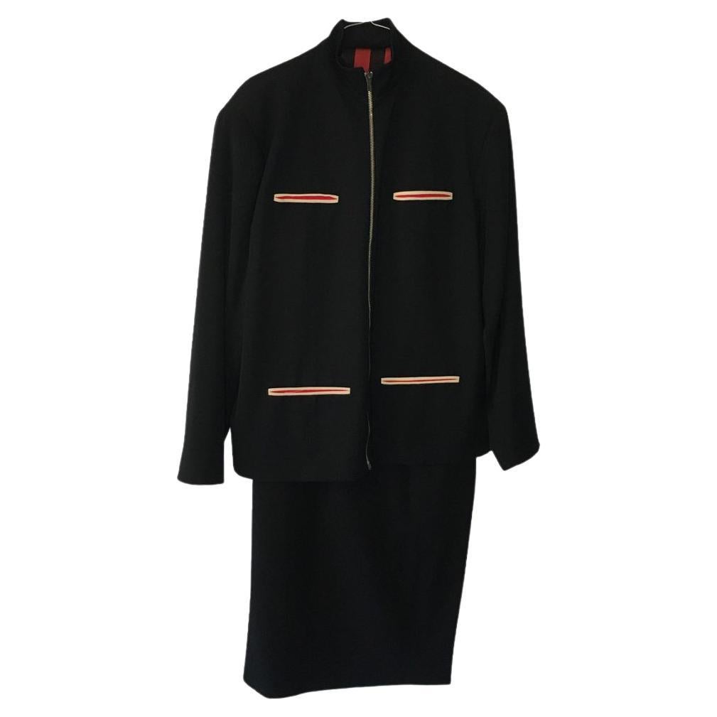 Jean Paul Gaultier Anzug mit Rock aus Wolle in Schwarz im Angebot