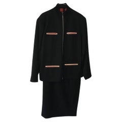 Retro Jean Paul Gaultier Wool Skirt Suit in Black