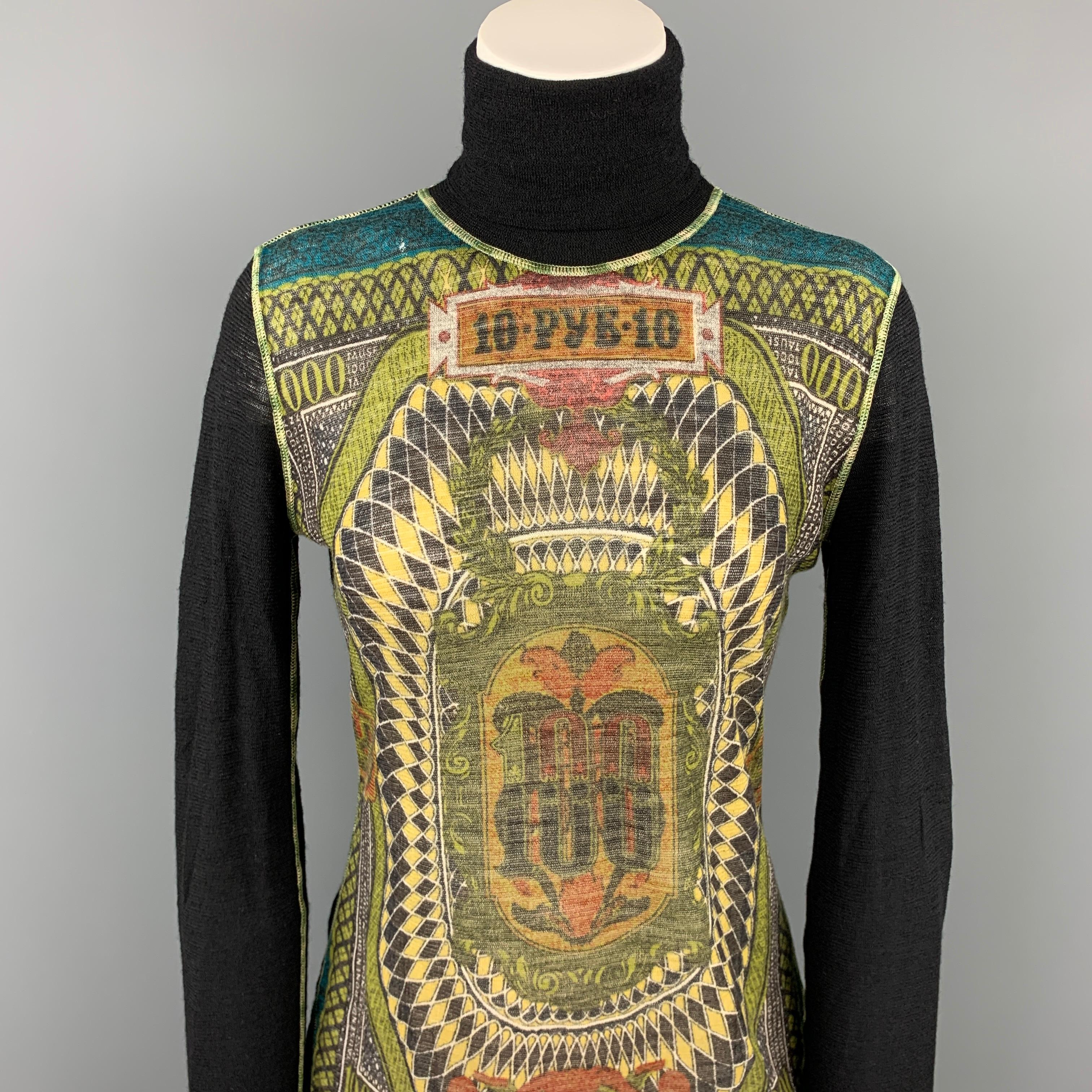 JEAN PAUL GAULTIER x BERGDORF GOODMAN pullover comes in a black & multi-color abstract print design wool featuring a turtleneck style. Made in Italy.

Good Pre-Owned Condition.
Marked: L

Measurements:

Shoulder: 16.5 in.
Bust: 36 in.
Sleeve: 28