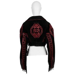 Jean Paul Gaultier x Ghezzi Vintage Black Suede Cropped Fringe Biker Jacket