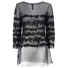 Used Jean Paul Gaultier x La Perla Blue Sheer Lace Top Size XL