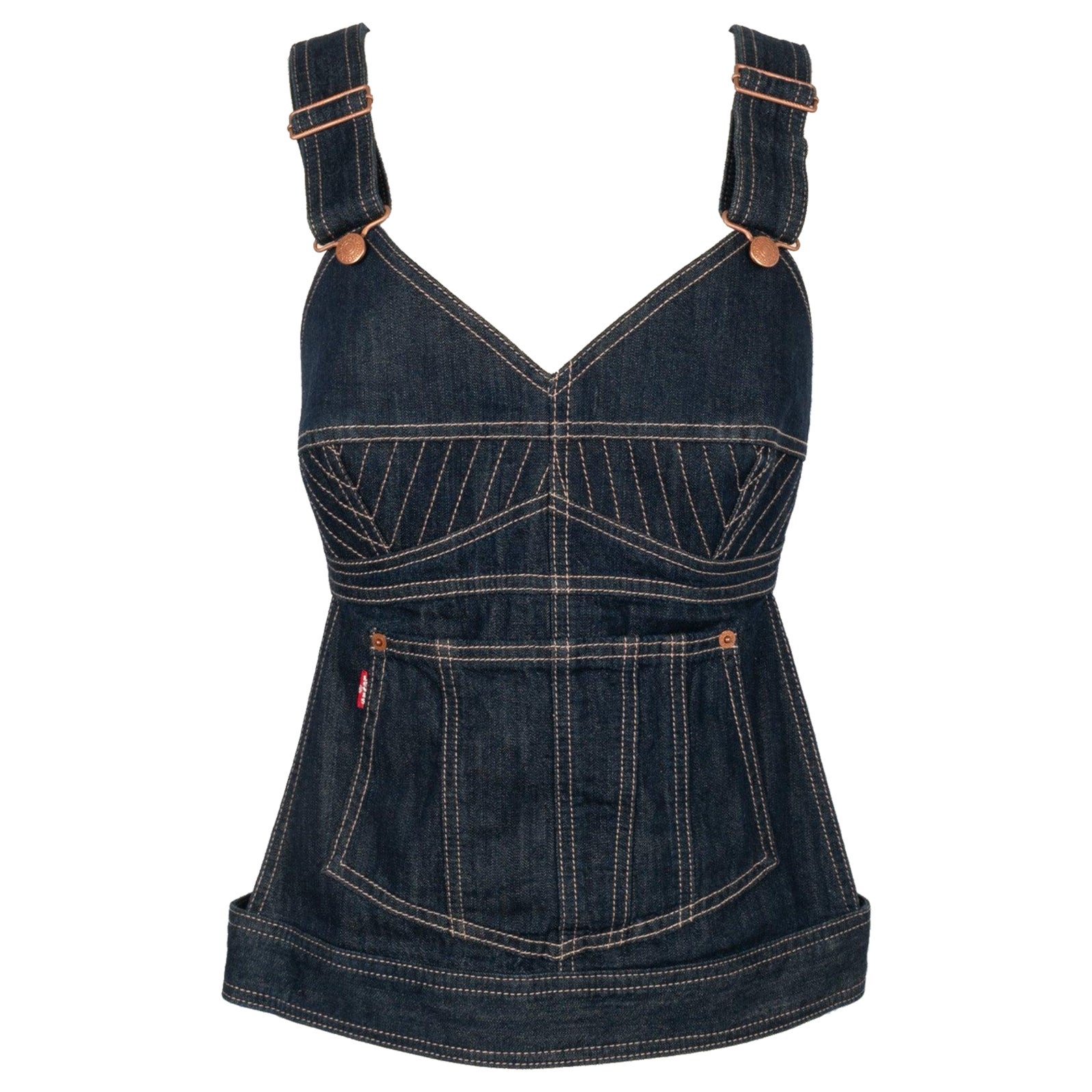 Jean Paul Gaultier x Levi's Topstitched Denim Top Talla XL, 2010 en venta